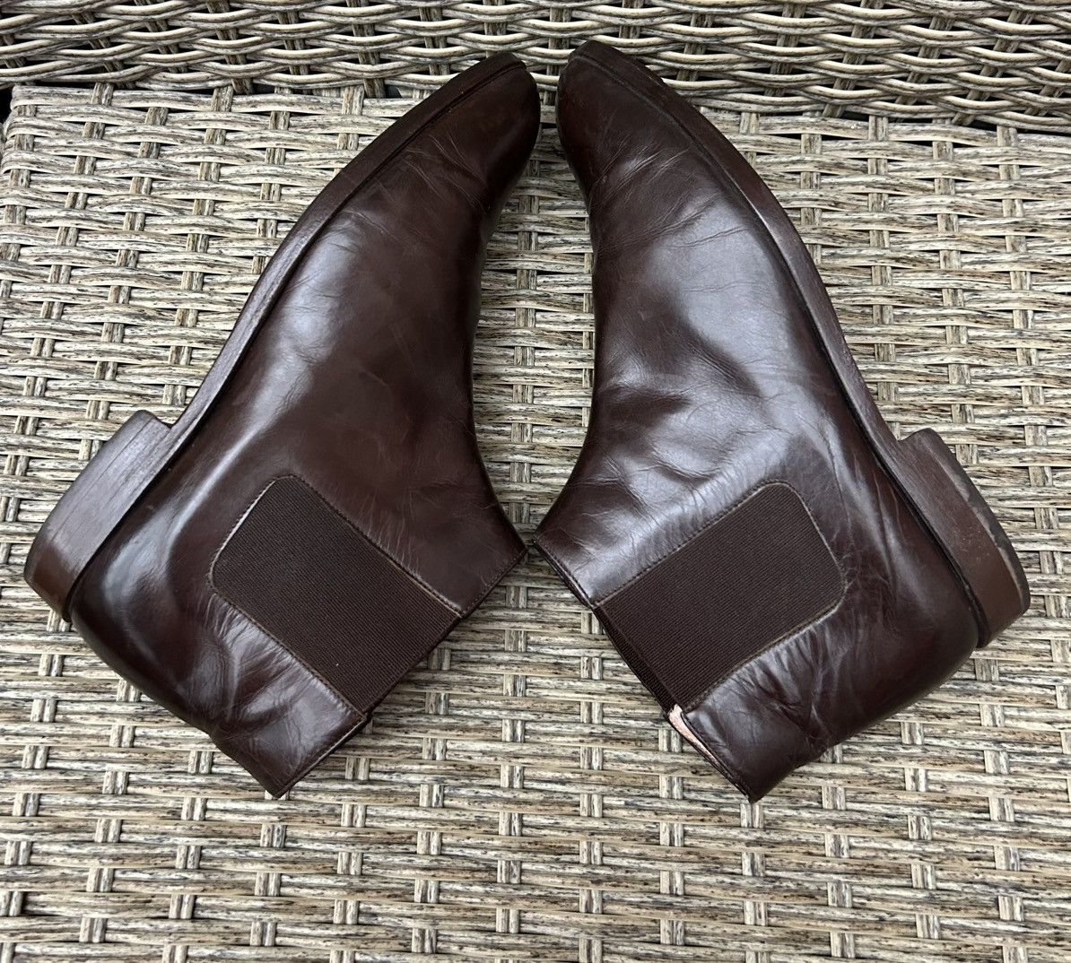 Jil Sander × Vintage Vintage Jil Sander + Leather Brown Ankle Chelsea Boots Size US 5.5 / IT 35.5 - 7 Thumbnail