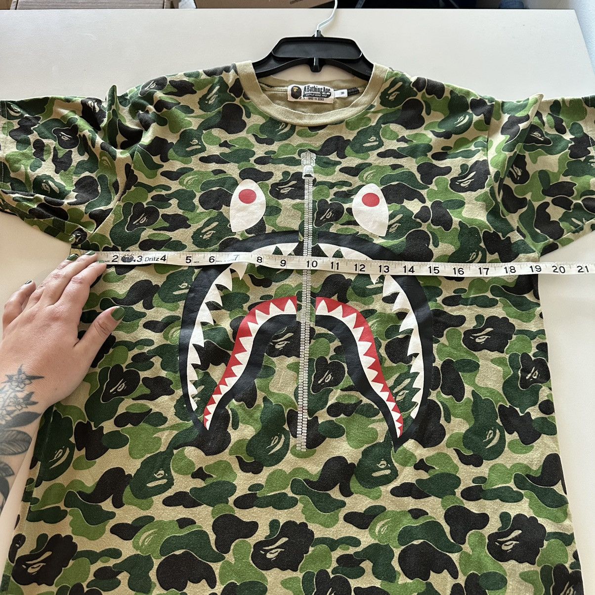 Bape A Bathing Ape Bape WGM Shark Tee Short Sleeve Green Camo Size US M / EU 48-50 / 2 - 3 Thumbnail