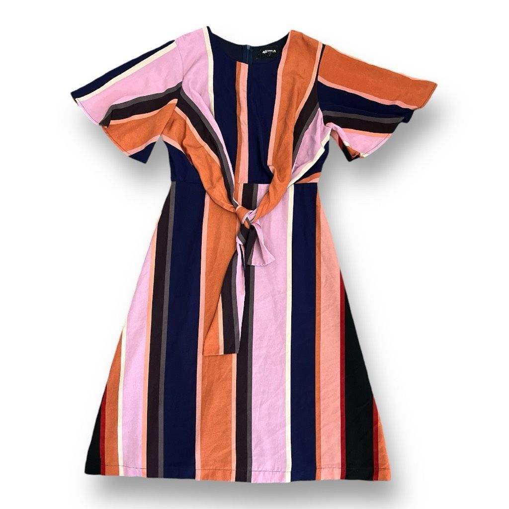 Other 4SI3NNA Striped Short Sleeve Tie Front Dress Size Small Size S / US 4 / IT 40 - 2 Thumbnail