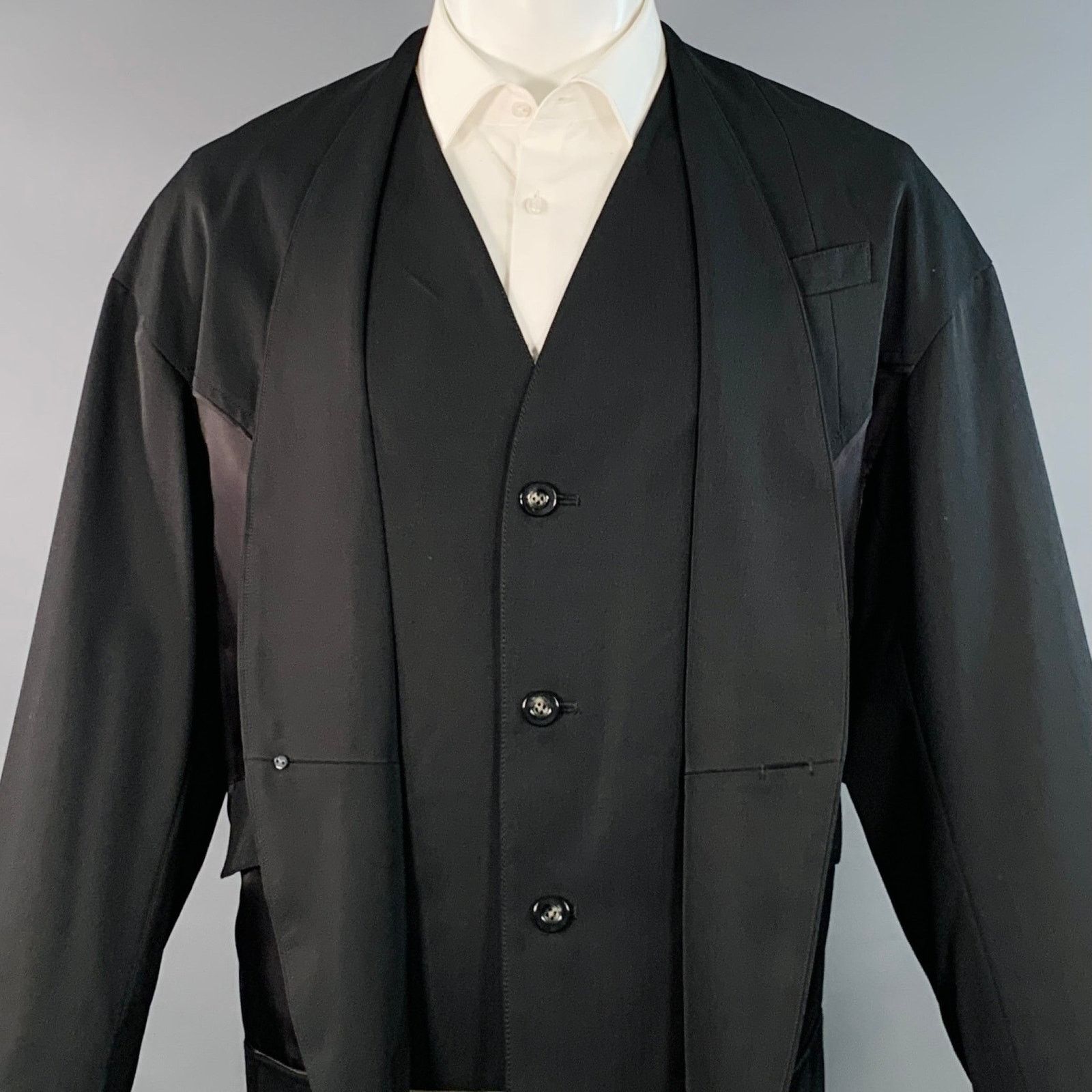 Other 36 Black Wool Polyester Oversized Layered Floating Vest Size US M / EU 48-50 / 2 - 2 Thumbnail