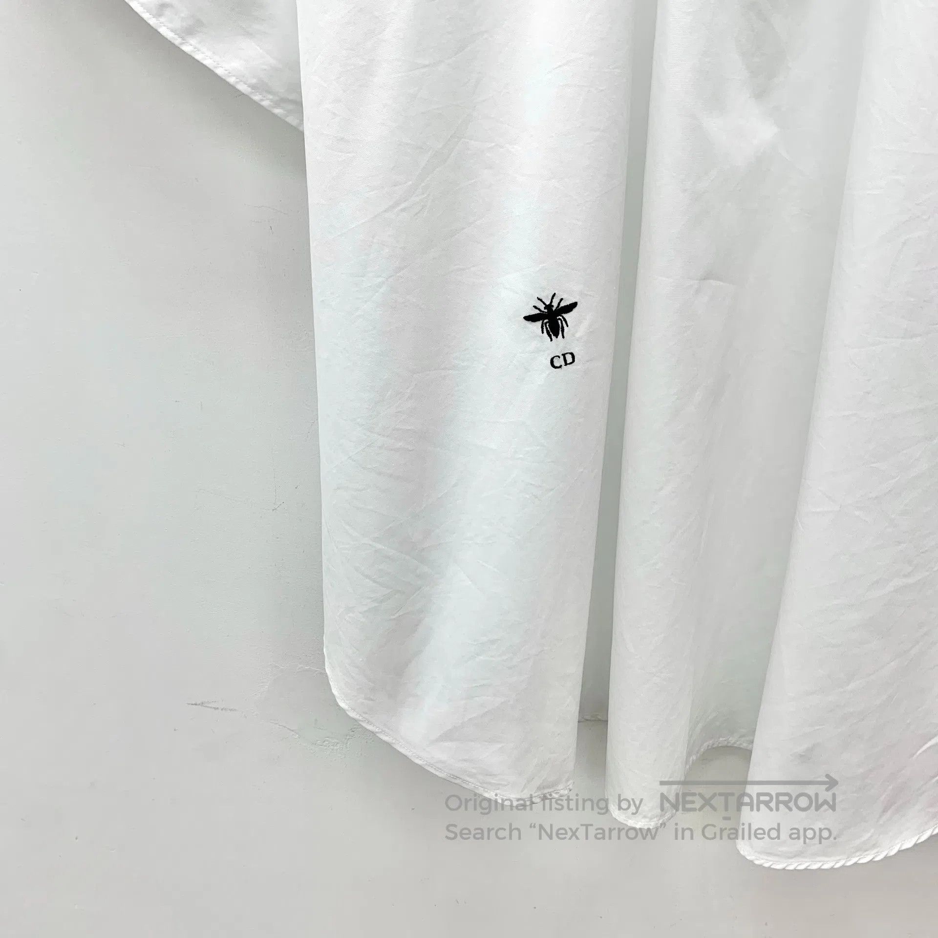 Dior Dior White bee embroidery cotton collar long-sleeve shirt| Size XS / US 0-2 / IT 36-38 - 4 Thumbnail