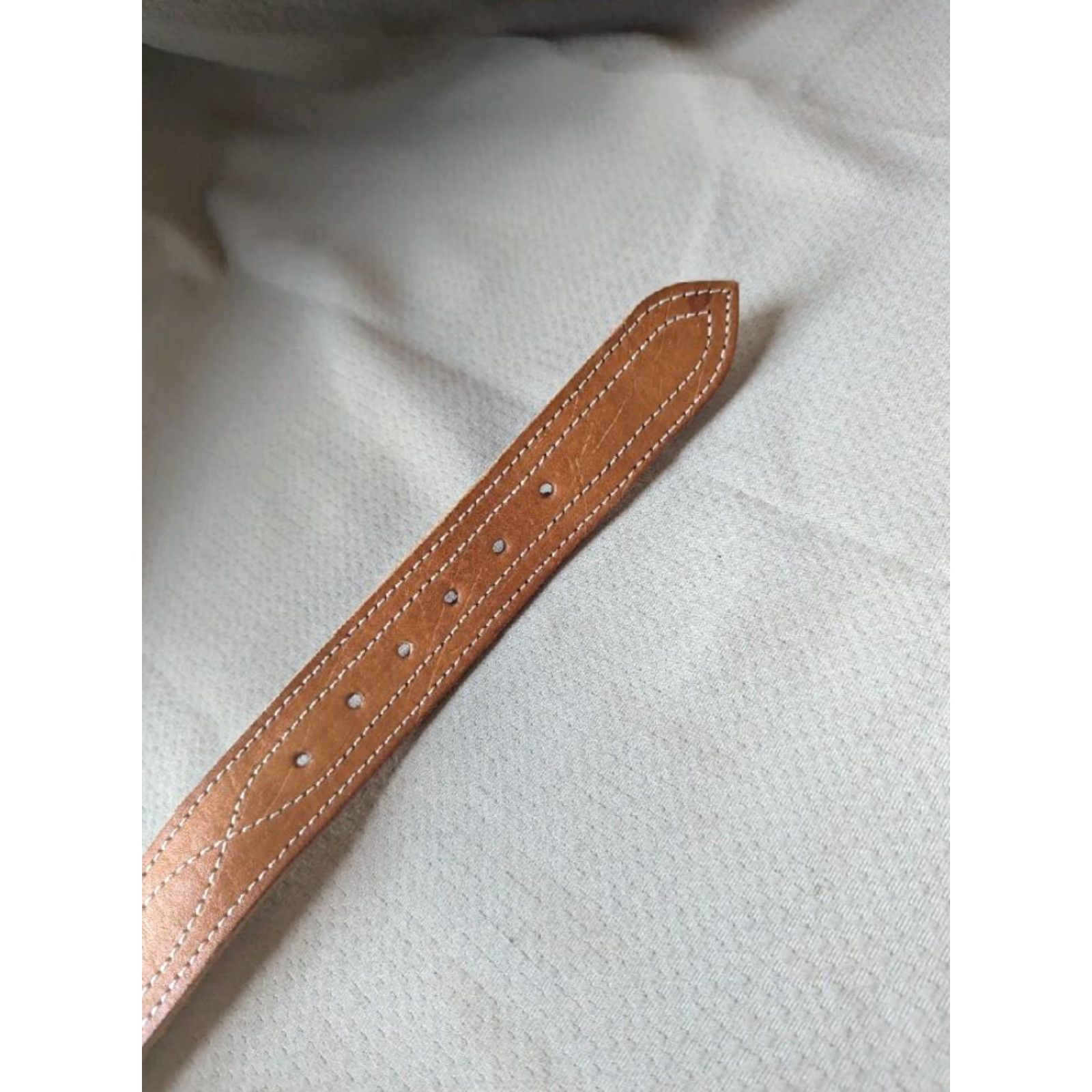 Vintage VINTAGE western belt belt 34 ELEAZAR hand stitched leather buckle brown Men XS-34? Size 34 - 6 Thumbnail