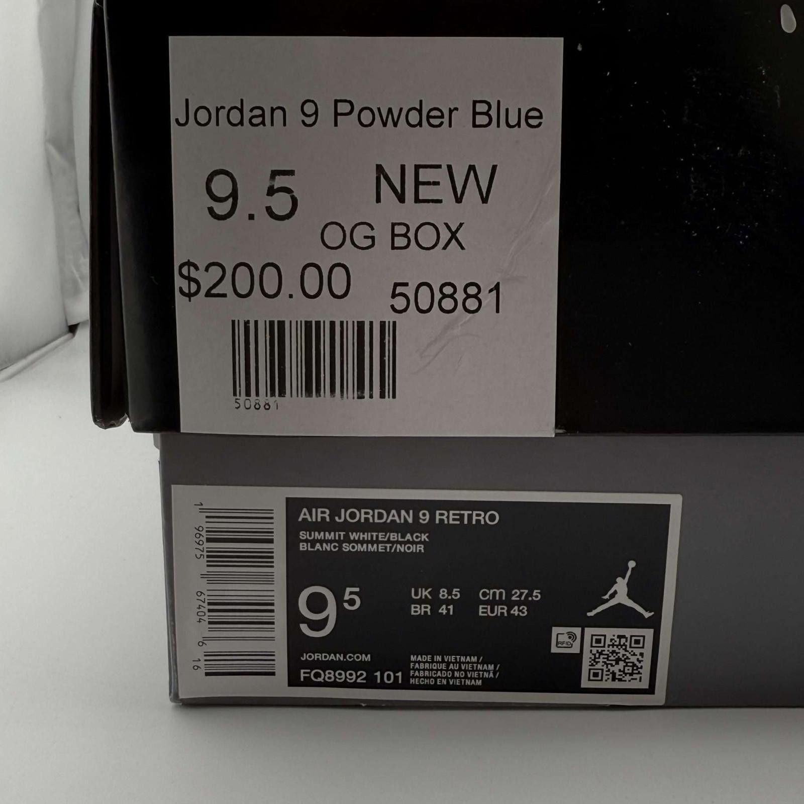 og box Air Jordan 9 Powder Blue 9.5 New OG Box FQ8992-101