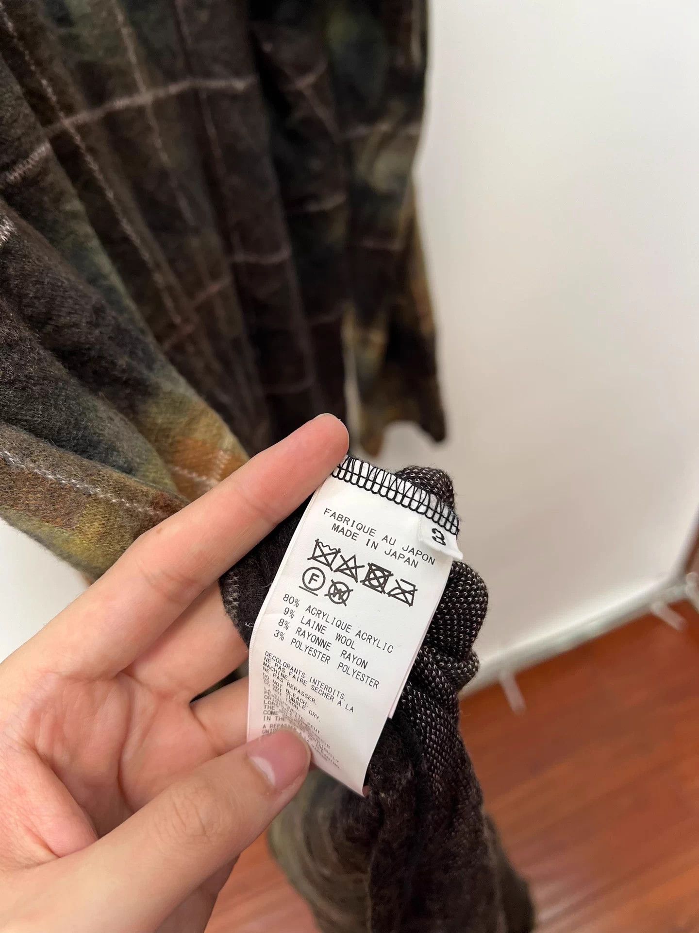 Yohji Yamamoto Yohji Yamamoto Check Tie-Dye Wool Blend Scarf Size US L / EU 52-54 / 3 - 8 Thumbnail