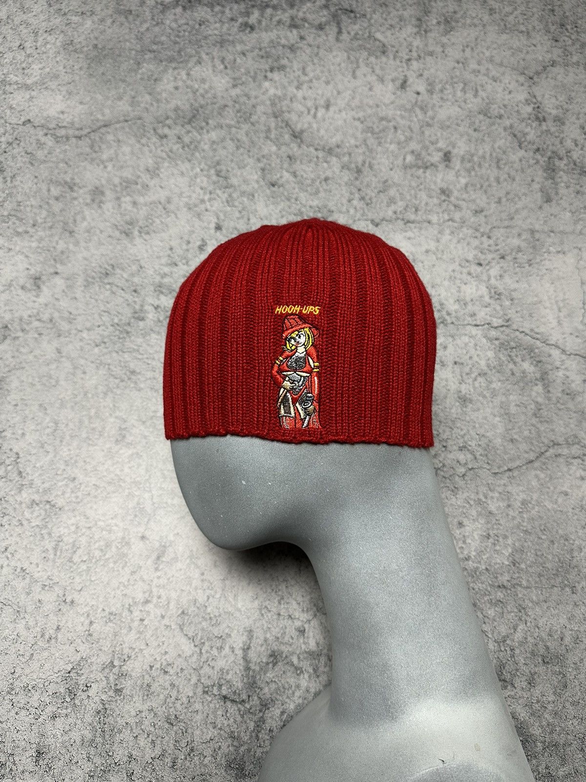 Anime Vintage Hook Ups Fire Anime Girl Beanie Hat Size ONE SIZE - 1 Thumbnail