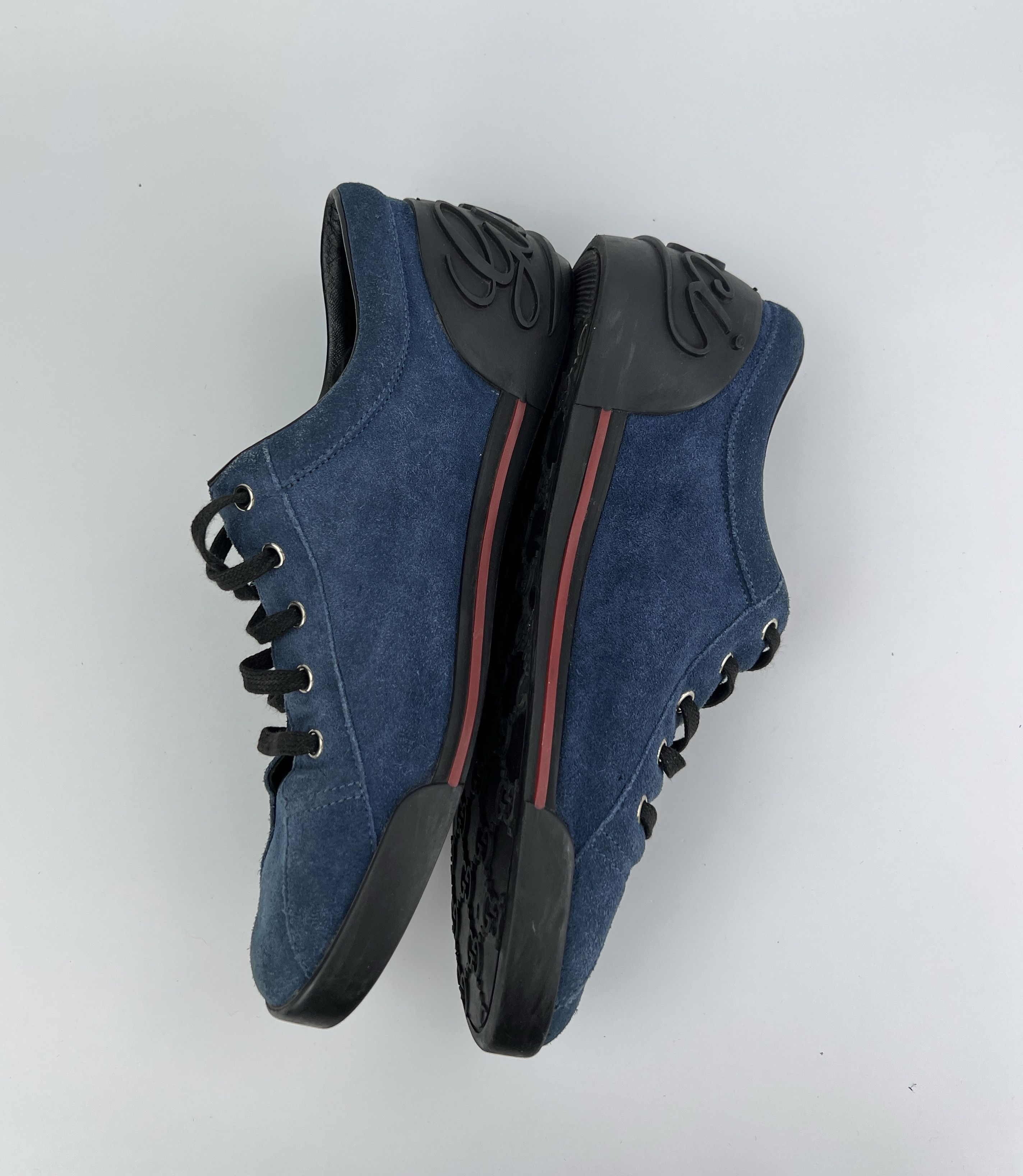 Gucci Vintage Gucci Navy Suede Low Top Sneakers GG Logo Size US 8 / EU 41 - 7 Thumbnail