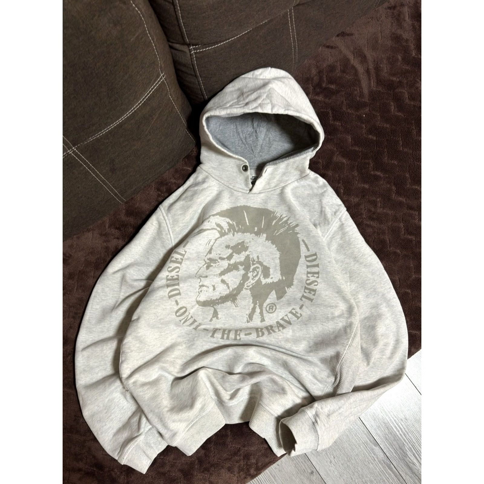 Diesel DIESEL Vintage Hoodie Big Logo Y2K grey M Mens Shirt Pullover 90s Classic Designer USA streetwear Japanesebrand Cotton Logo Gray Size US M / EU 48-50 / 2 - 2 Thumbnail