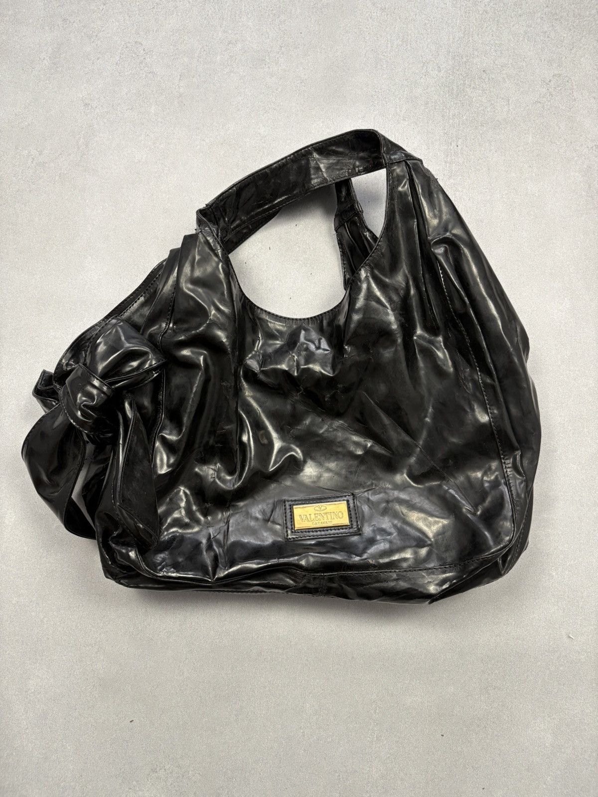 Valentino Valentino Garavani Black Patent Tote Shoulder Bow Bag Size ONE SIZE - 1 Thumbnail