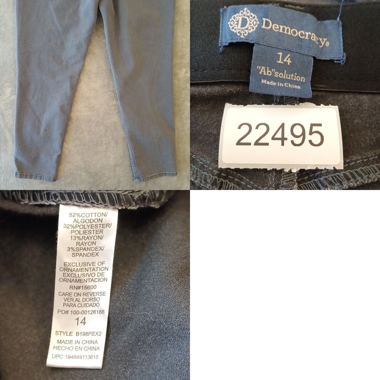 Vintage Democracy Absolution Jeans Womens Size 14 Gray Stretch Mid Rise Ankle 34x26 Size 36" / US 14 / IT 50 - 8 Thumbnail