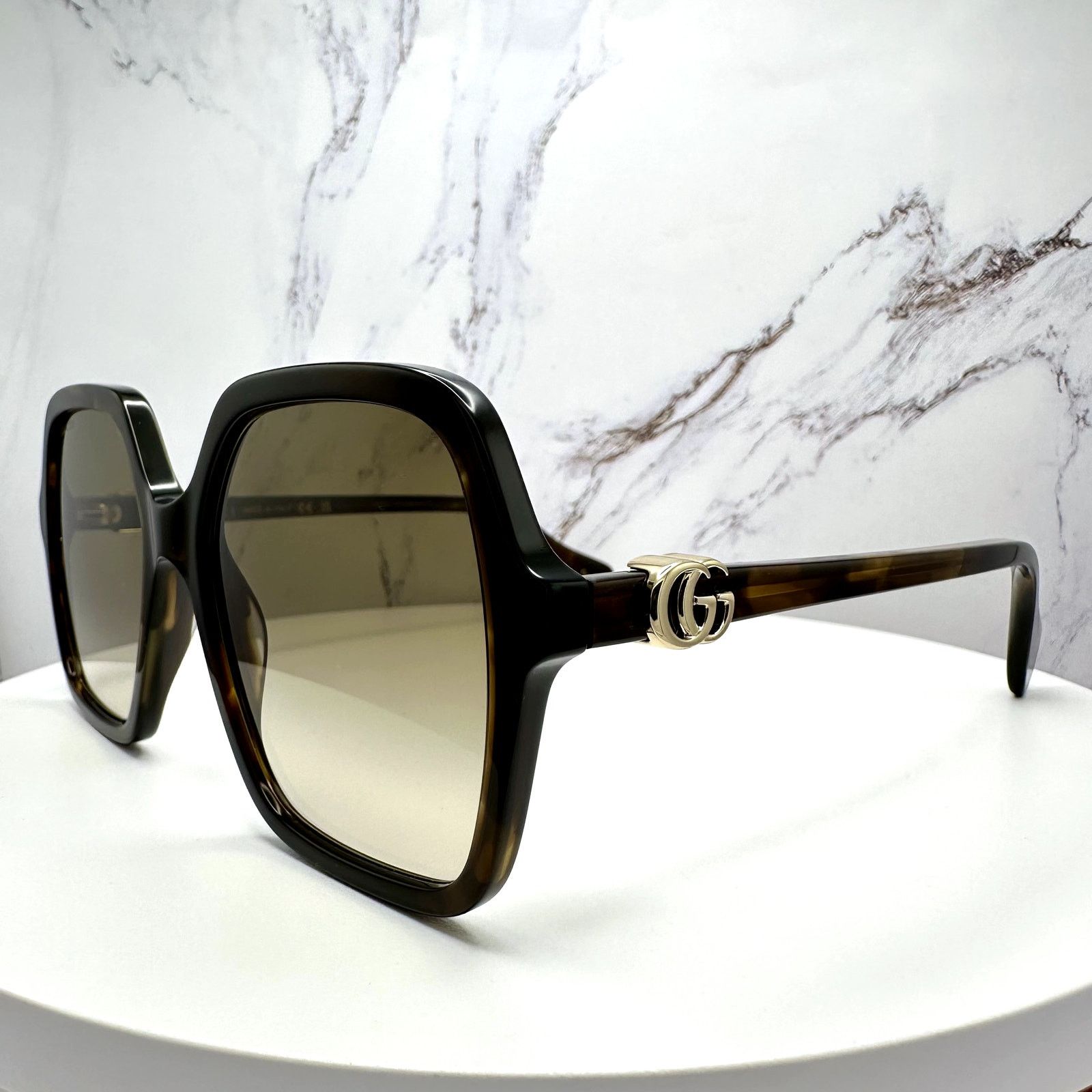 Gucci New GUCCI Sunglasses Brown Square Gold Metal GG Logo Size ONE SIZE - 7 Thumbnail