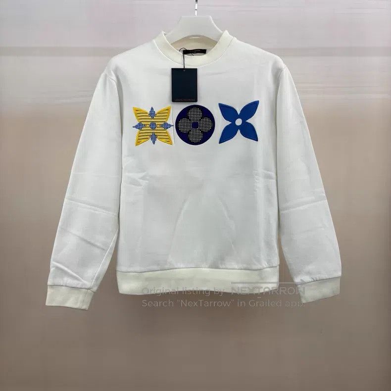 Louis Vuitton Louis Vuitton White color-block floral embroidered sweatsh Size US M / EU 48-50 / 2 - 1 Thumbnail