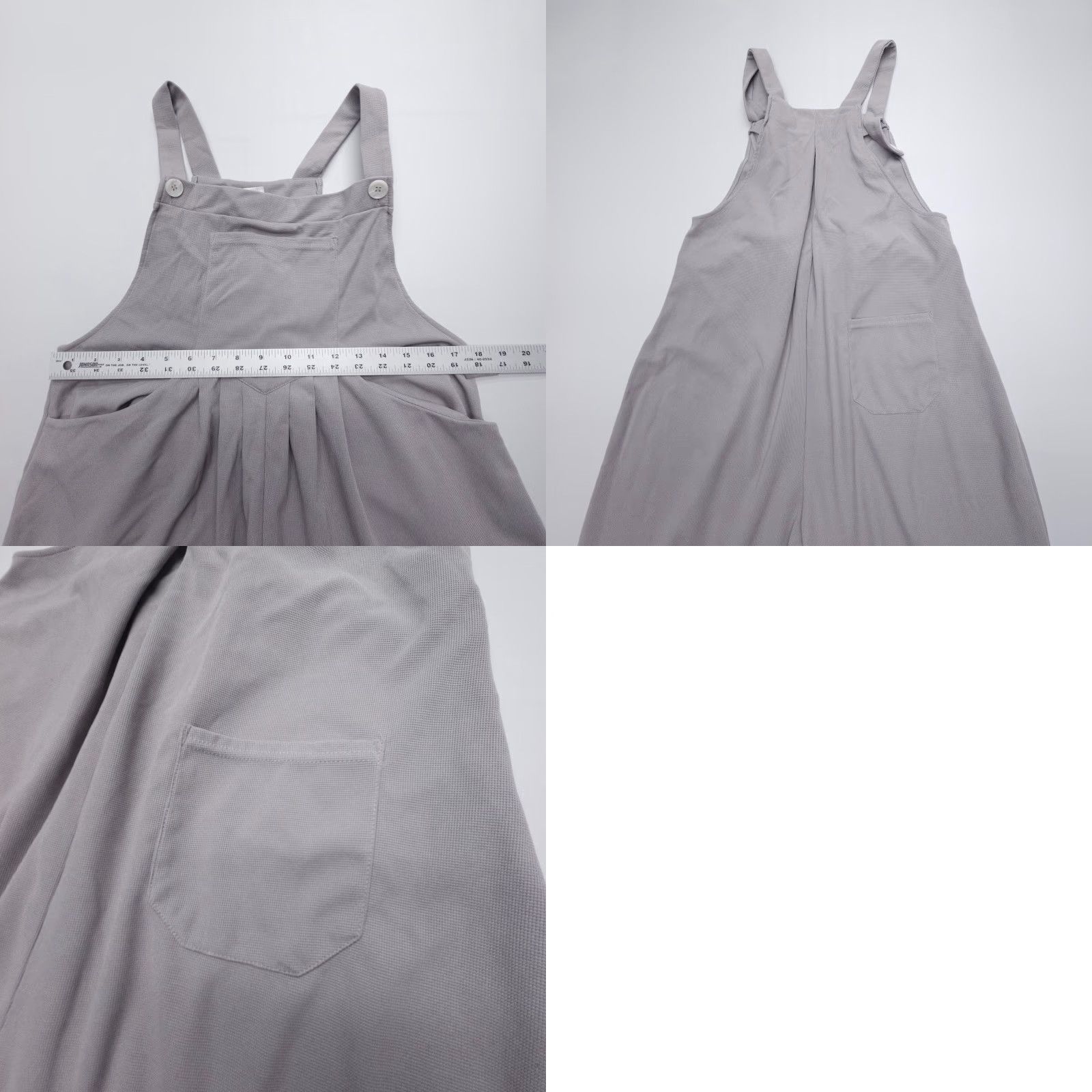 Vintage Halara Wide-Leg Waffle Bib Overalls Womens Large Gray Adjustable Straps Stretch Size 36" / US 14 / IT 50 - 8 Thumbnail