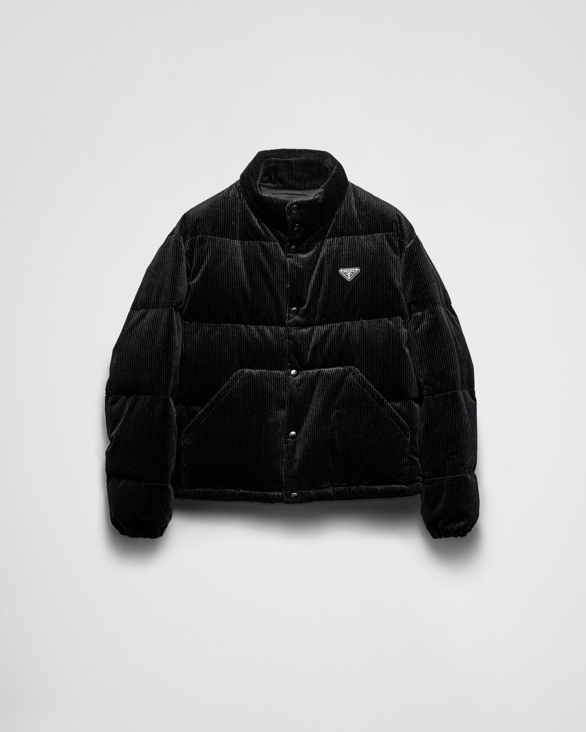 Cropped corduroy down jacket