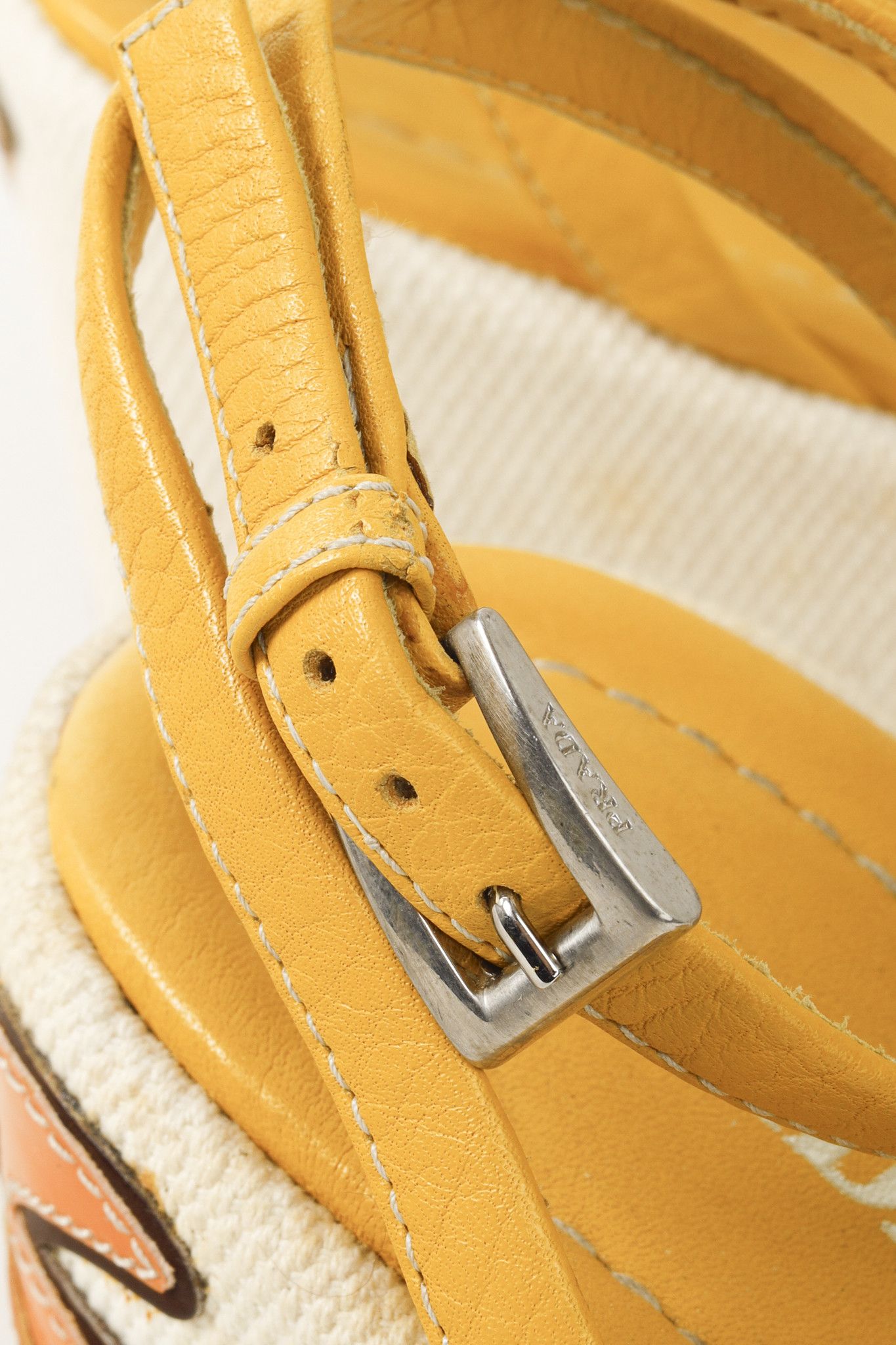 Prada Prada Yellow Platform Beach Theme Espadrille Sandals Size US 10.5 / IT 40.5 - 10 Thumbnail