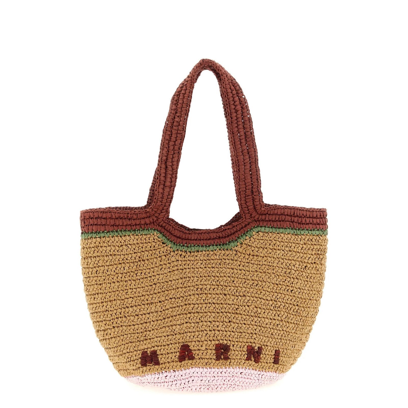 Marni MARNI Small Seaside Brown Woven Raffia Paper Shopper Shoulde Size ONE SIZE - 1 Thumbnail