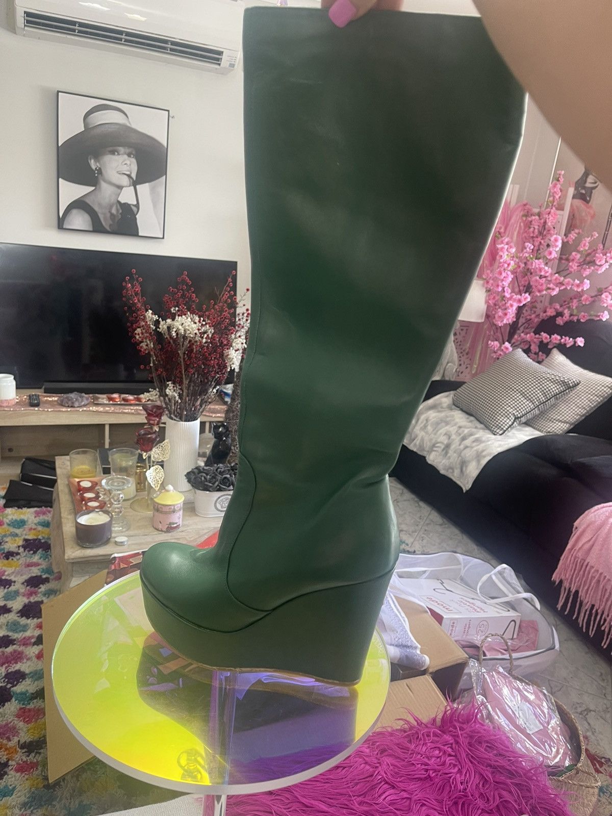 Other Italian-made Sam green leather knee high boots Size US 9 / IT 39 - 4 Thumbnail