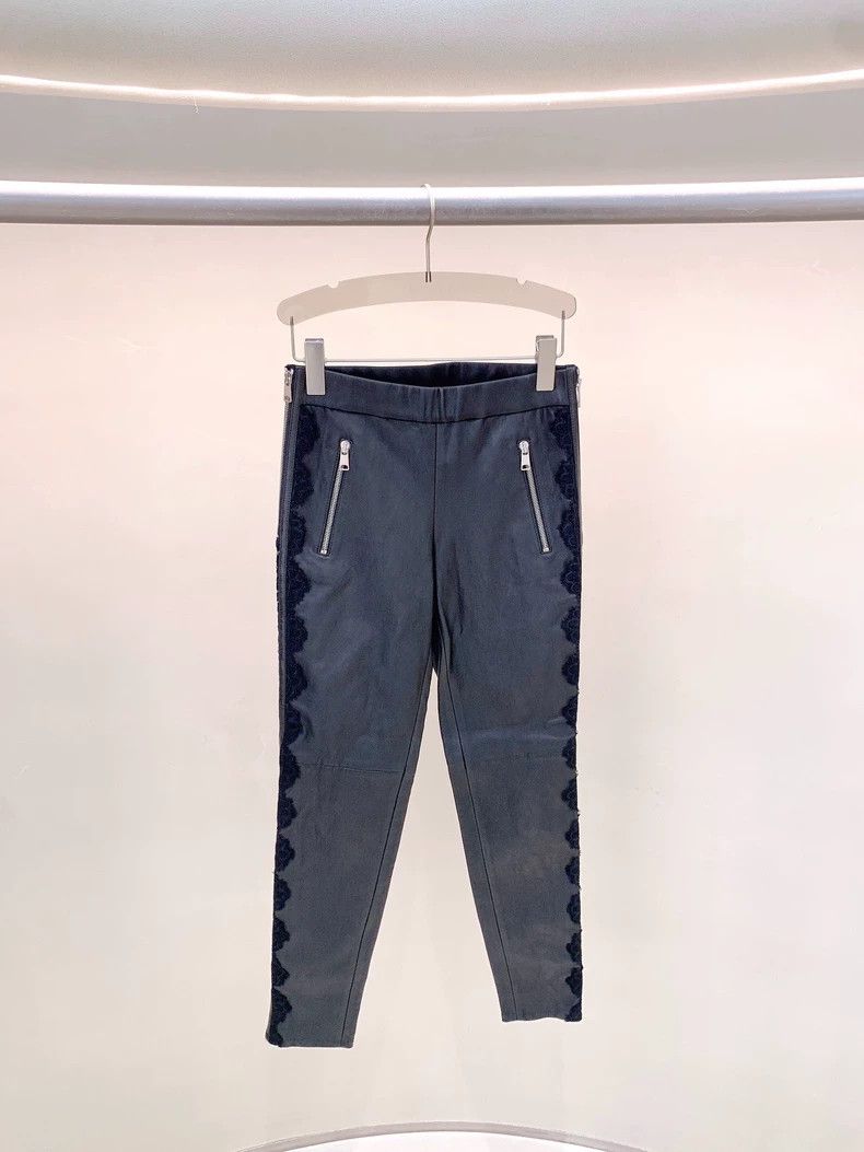 Alexander McQueen Alexander McQueen Gray Leather Pants - dmc Size US 31 - 1 Thumbnail