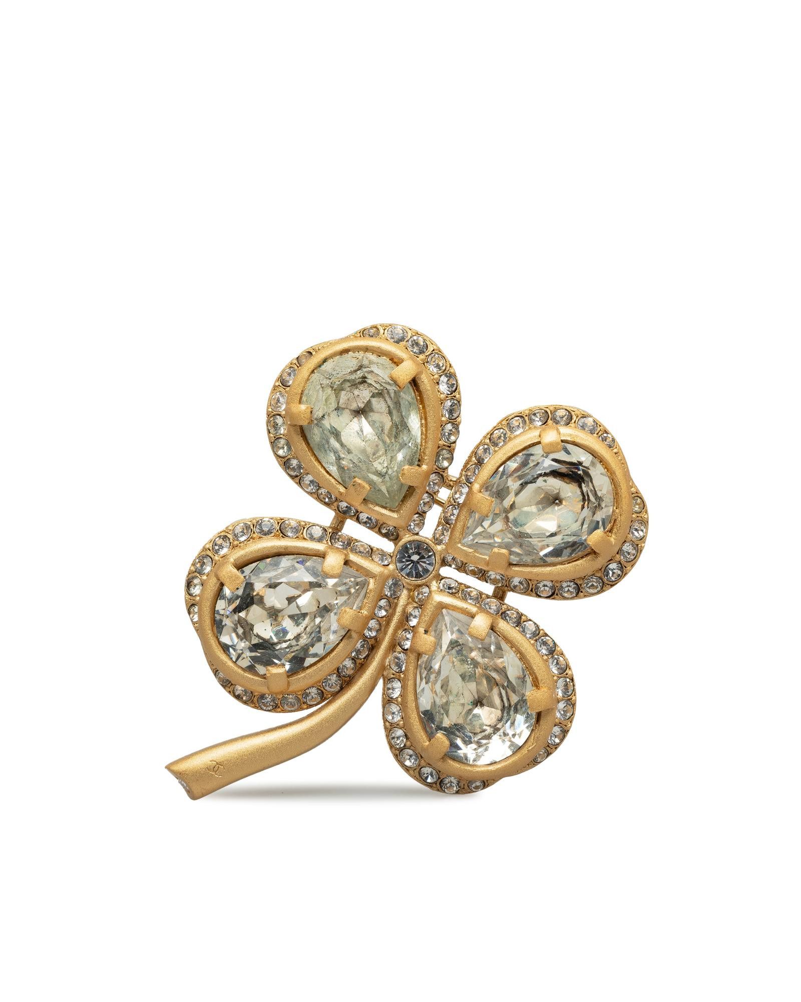 image of Chanel Gold-Tone Rhinestone Brooch, Women's