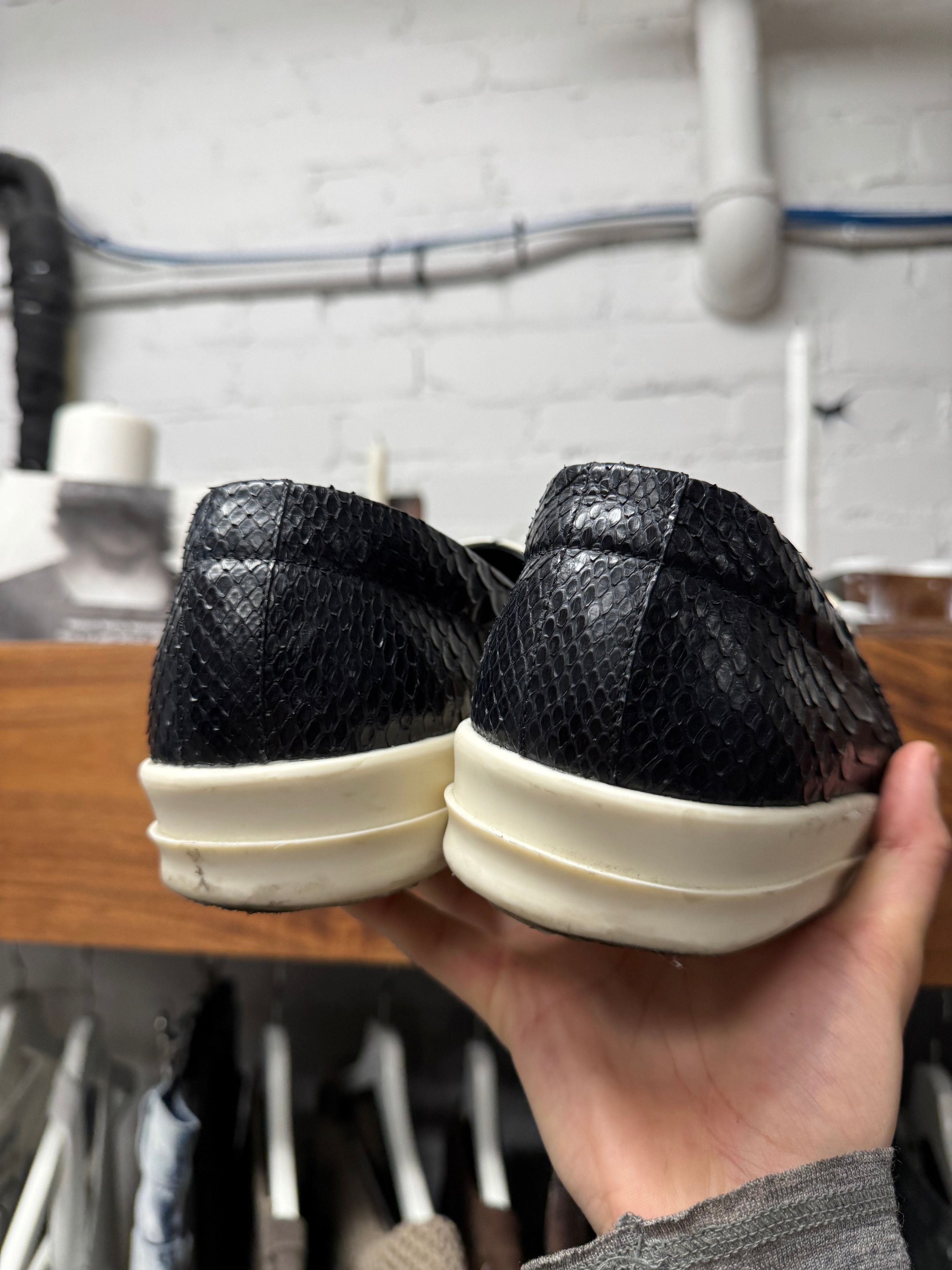 Rick Owens Rick Owens Python Leather ‘Ramones’ Slip On Sneakers Size US 10 / EU 43 - 5 Thumbnail