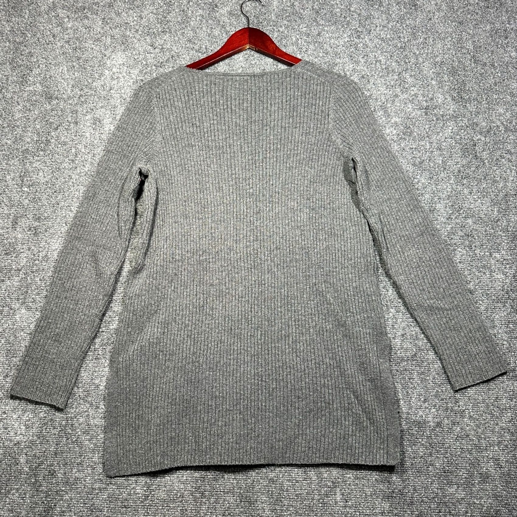 Anthropologie VINTAGE Anthropologie Ett Twa Sweater Womens Small Gray Cable Knit V Neck Split Hem Size S / US 4 / IT 40 - 7 Thumbnail