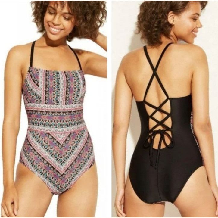 Other Kona Sol Womens Swimsuit One Piece Crisscross Strappy Lace U Size ONE SIZE - 7 Thumbnail