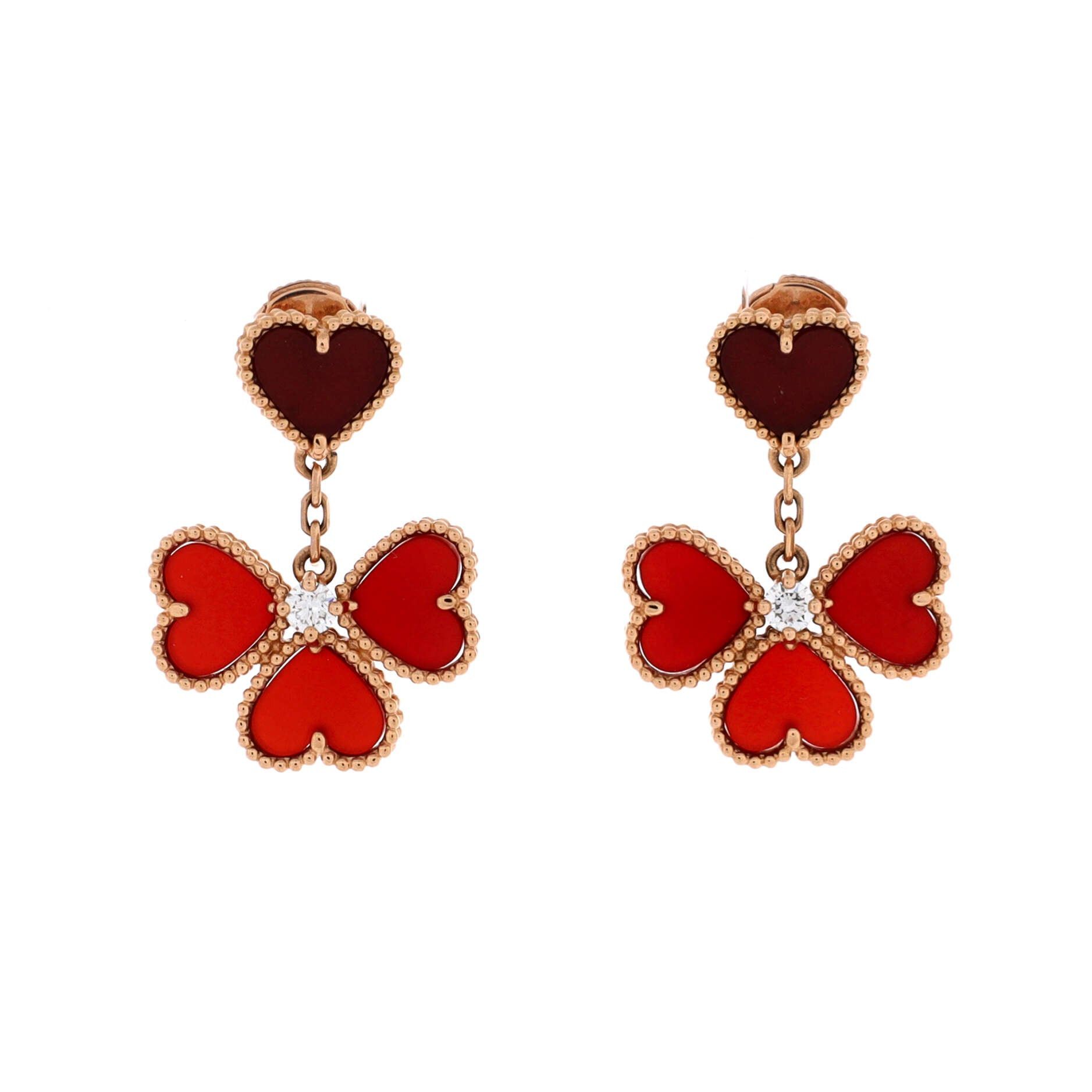 Van Cleef & Arpels Sweet Alhambra Effeuillage Heart Earrings Size ONE SIZE - 1 Thumbnail