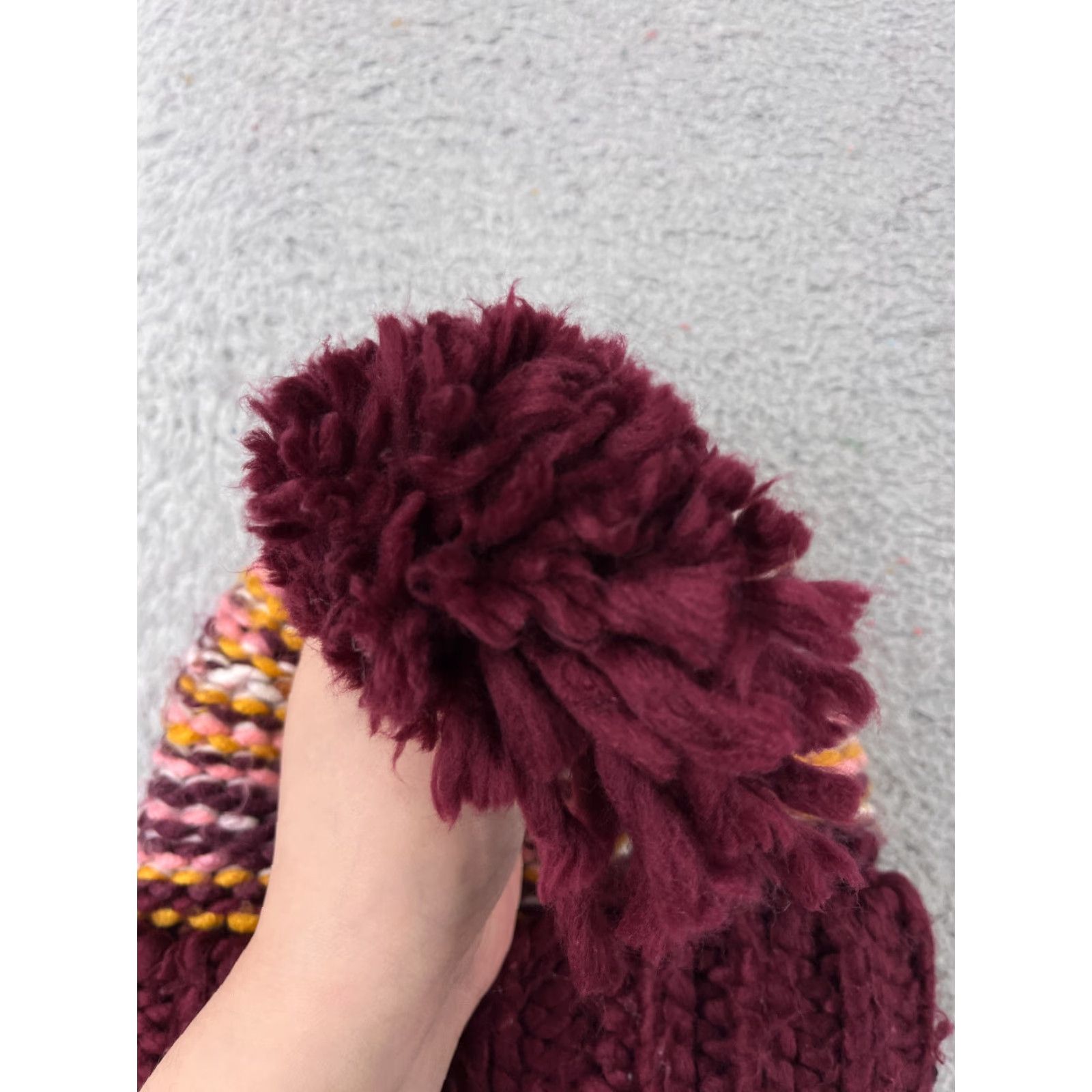 Old Navy Old Navy Beanie Hat Womens M Purple Knit Acrylic Cotton Lined Pom Beanie? Size ONE SIZE - 2 Thumbnail
