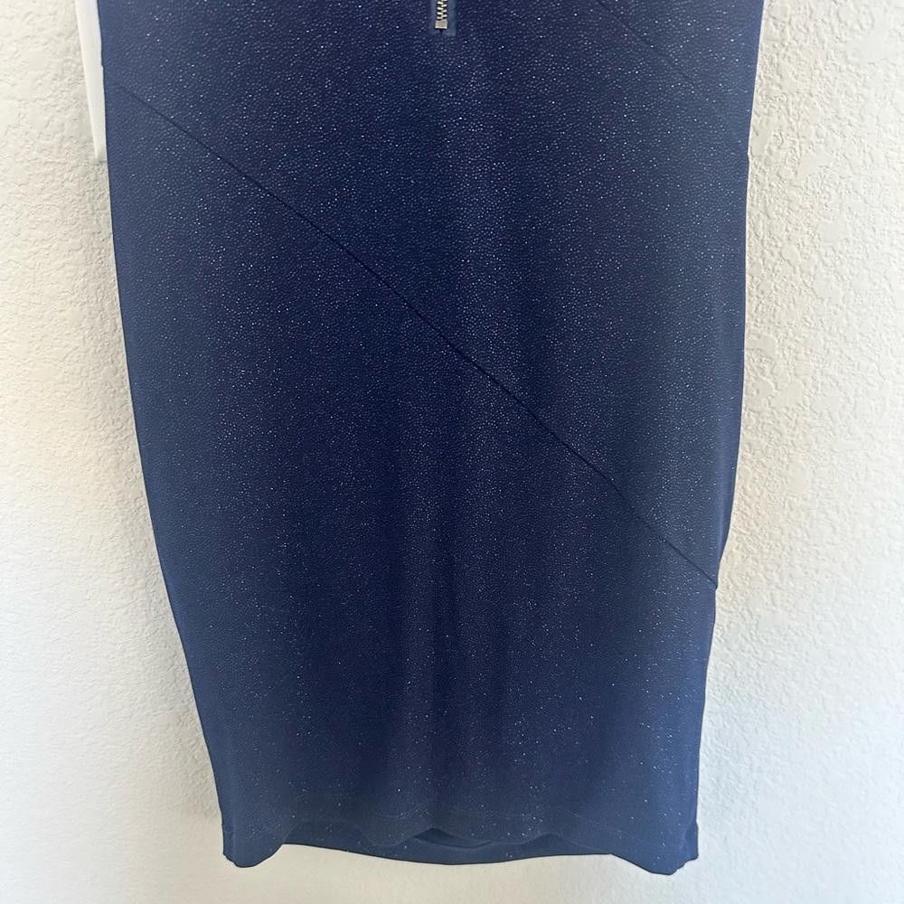 Designer Alice + Olivia Annabelle Dress Navy Blue Sparkly Bodycon 6 Size M / US 6-8 / IT 42-44 - 7 Thumbnail