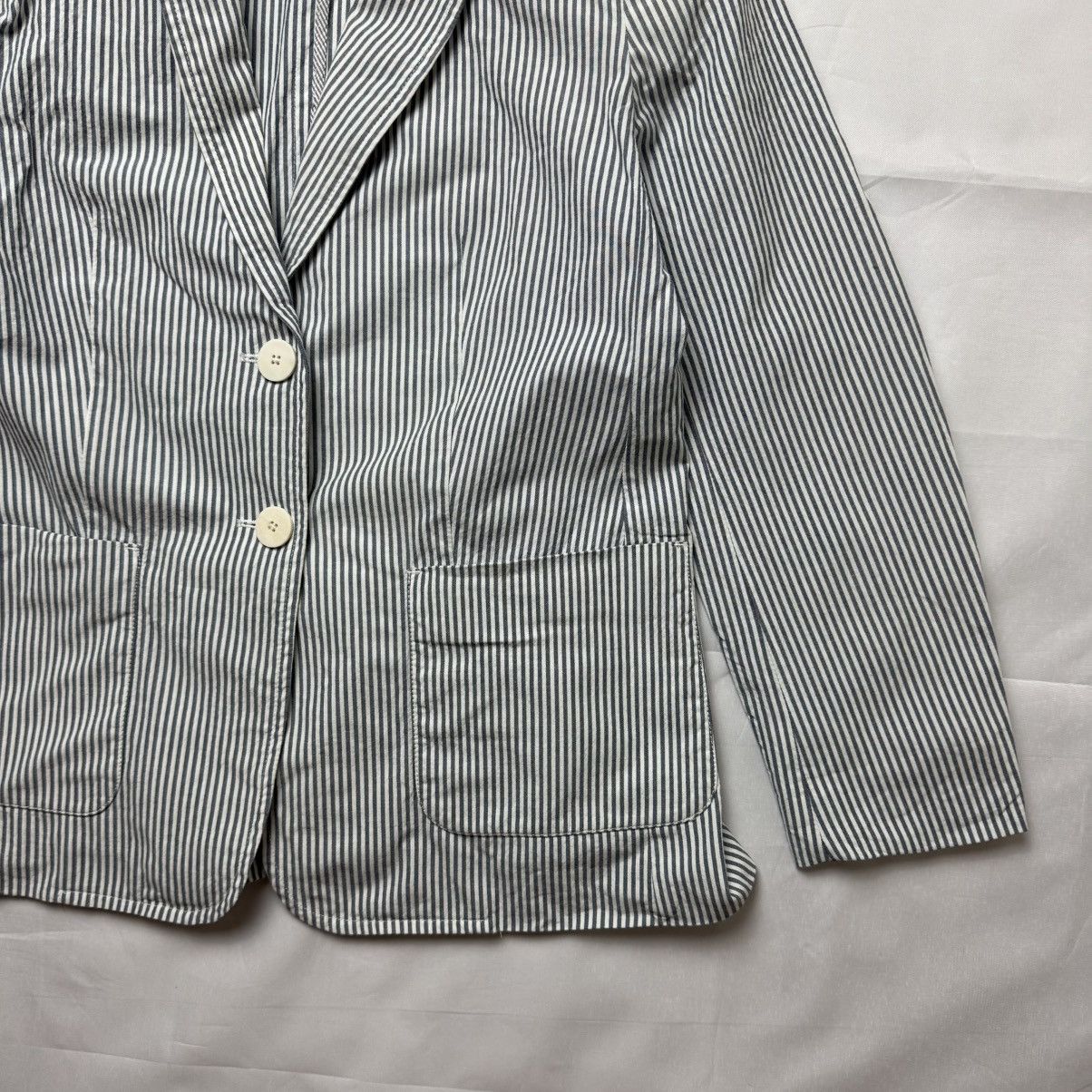 Weekend Max Mara Weekend Max Mara Striped Blazer Jacket Blue White Size 10 Size L / US 10 / IT 46 - 3 Thumbnail