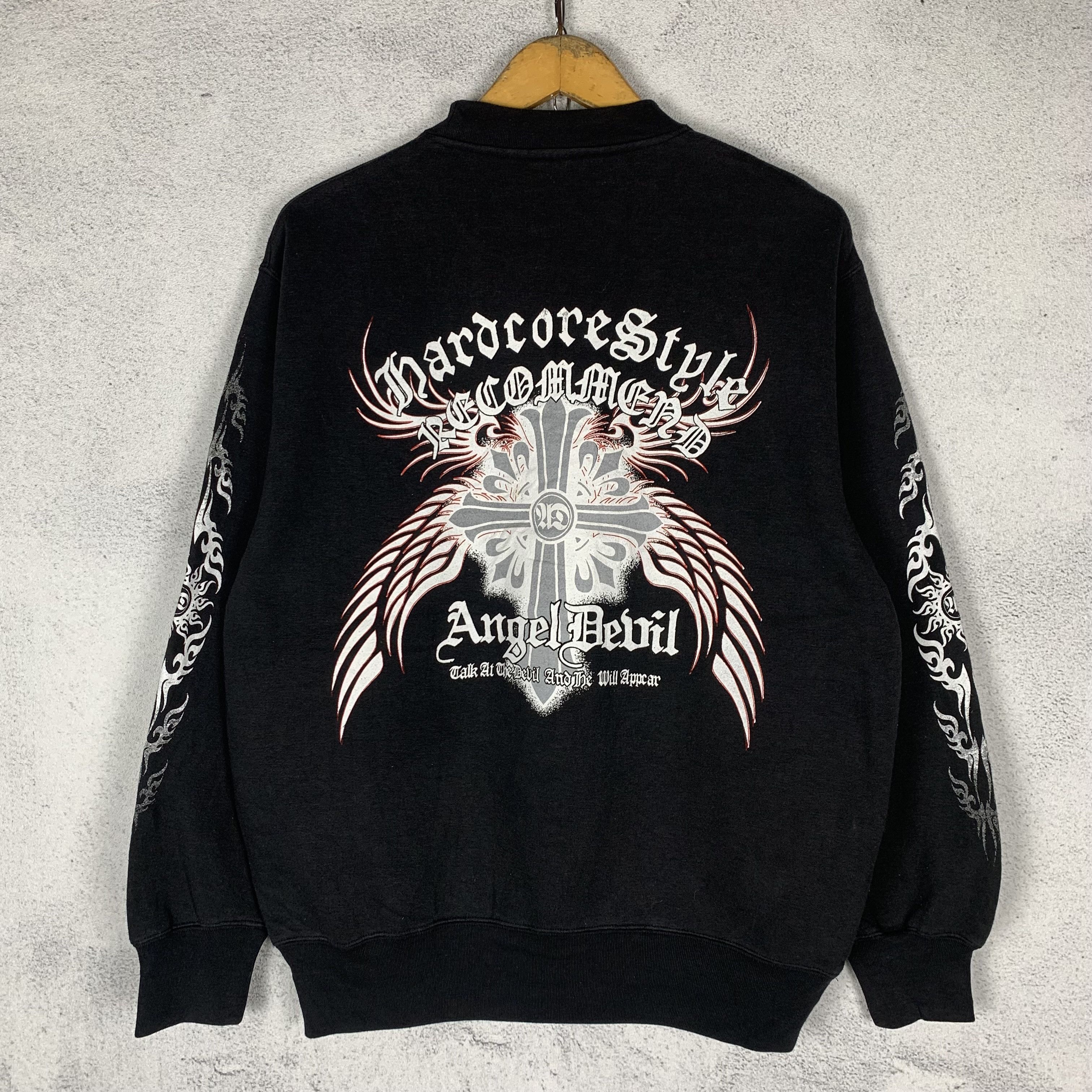 Japanese Brand Angel Devil Hardcore Style Tribal Cross Sweatshirt Crewneck Size US L / EU 52-54 / 3 - 1 Thumbnail