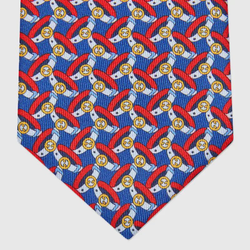 Gucci o1mt1gz0225 Size: OS / Round Interlocking G Belts Silk Tie Size ONE SIZE - 3 Thumbnail