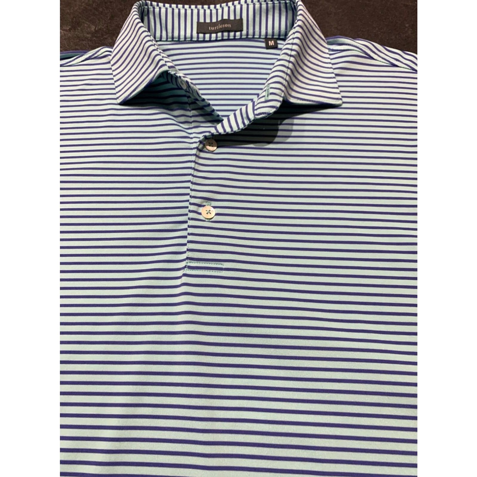 Vintage Turtleson Golf Polo Shirt Adult Medium Blue Striped Mens Embroidered Country Club Logo Size US M / EU 48-50 / 2 - 3 Thumbnail