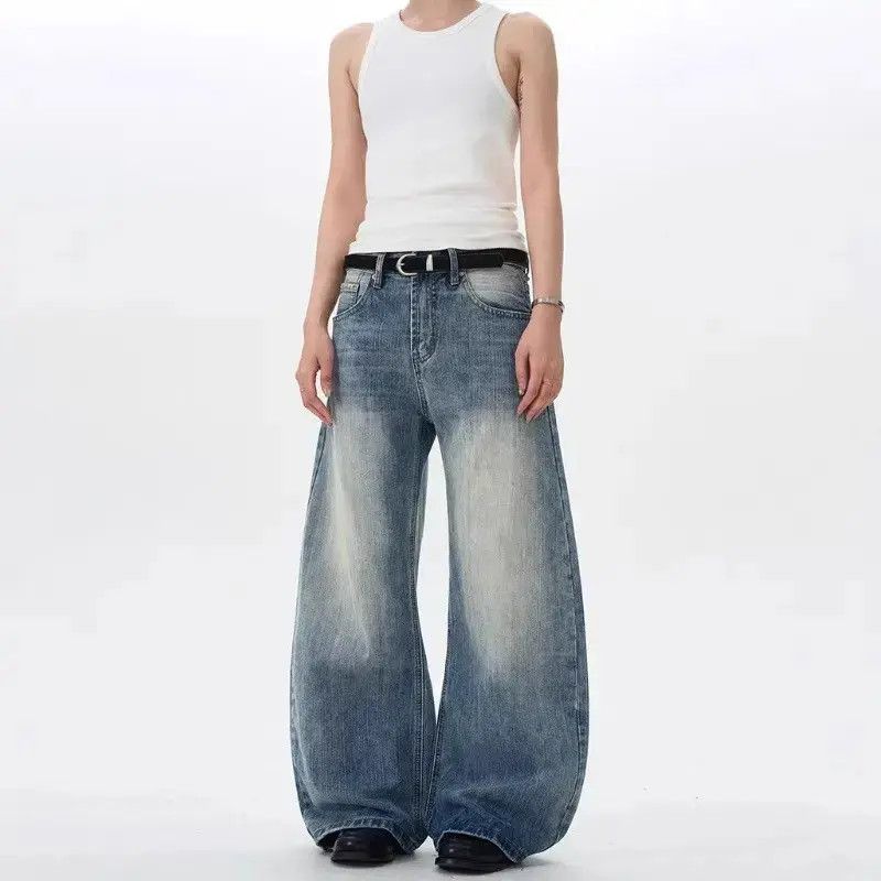 Japanese Brand Retro loose washed straight leg jeans Size US 32 / EU 48 - 2 Thumbnail