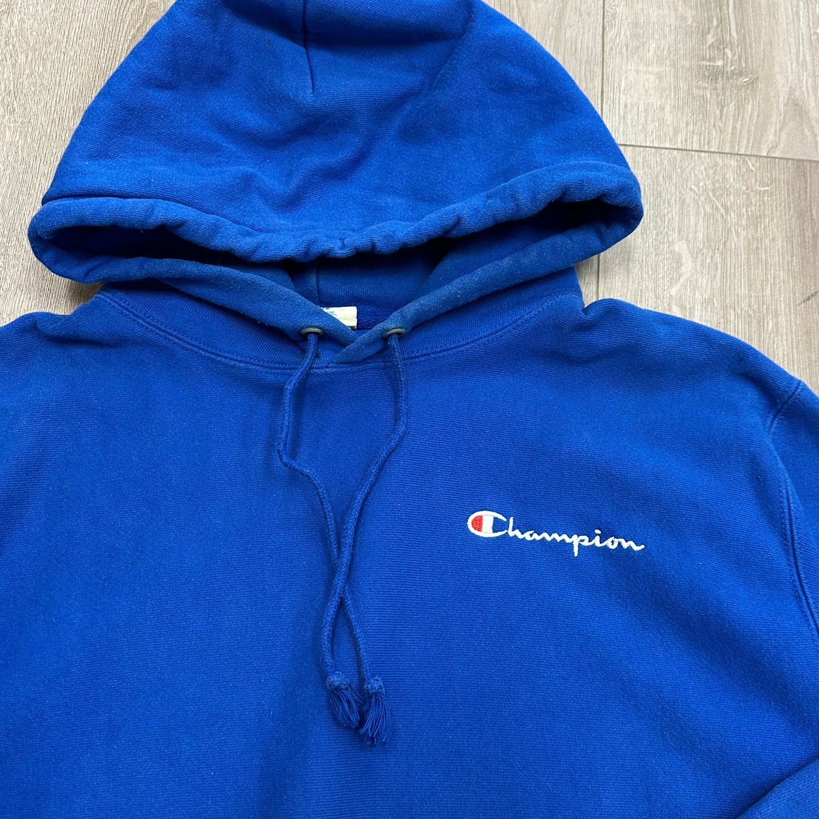 Champion vintage blue Champion reverse weave script Hoodie Sweater Size US L / EU 52-54 / 3 - 6 Thumbnail