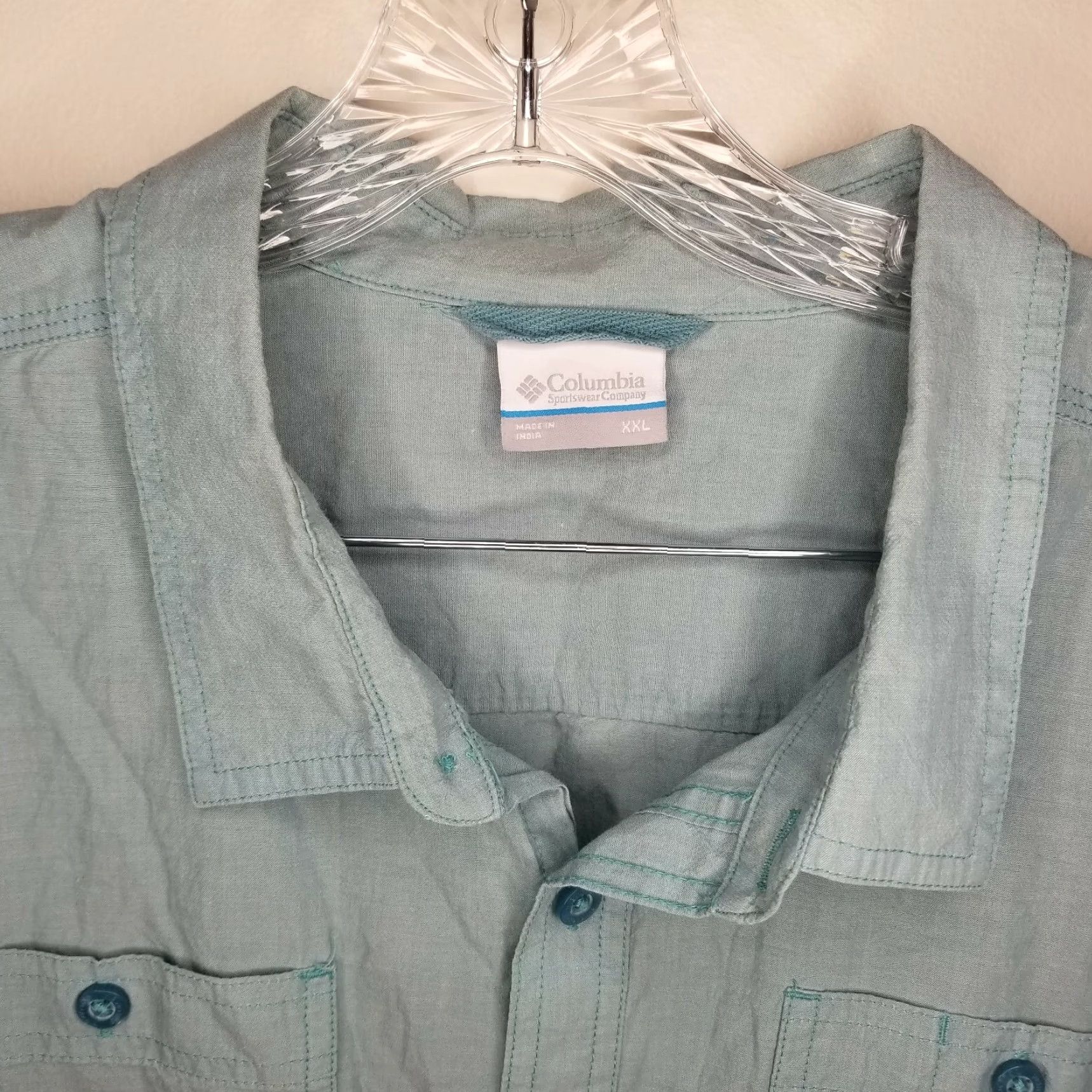 Altea Columbia Shirt Button-Up Short Sleeve 2XL Teal Green Mens Size US 39 - 3 Thumbnail