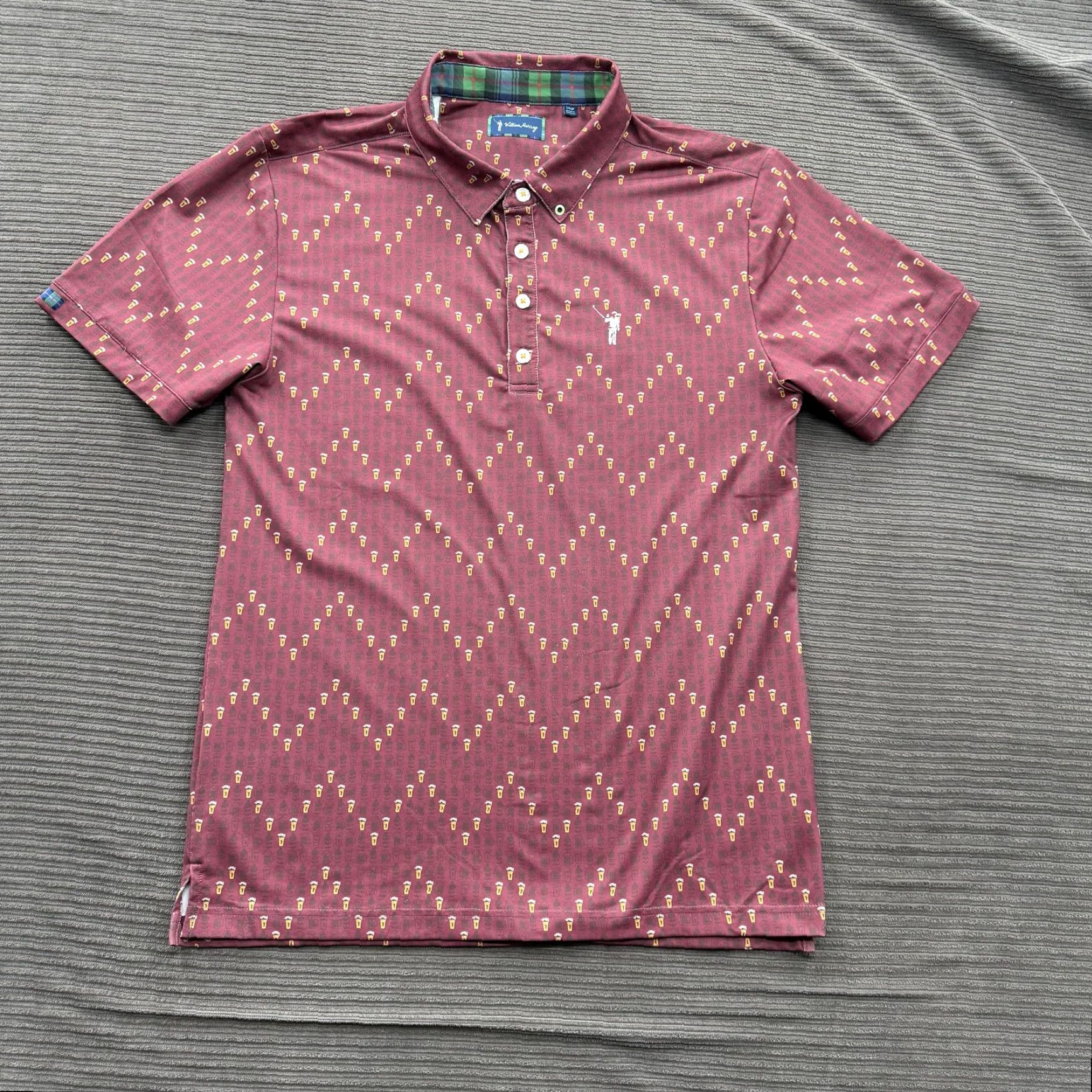 Vintage William Murray Polo Shirt Mens L Burgundy Beer Glass Pattern Golf Button Up Shirt Mens L Burgundy Beer Glass Pattern Golf Button Up Size US L / EU 52-54 / 3 - 2 Thumbnail