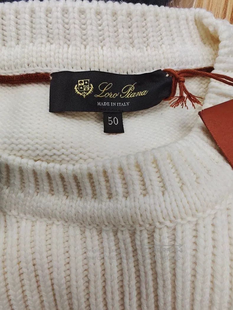 Loro Piana Loro Piana Men's Beige Striped Knitted Sweater Size US M / EU 48-50 / 2 - 8 Thumbnail