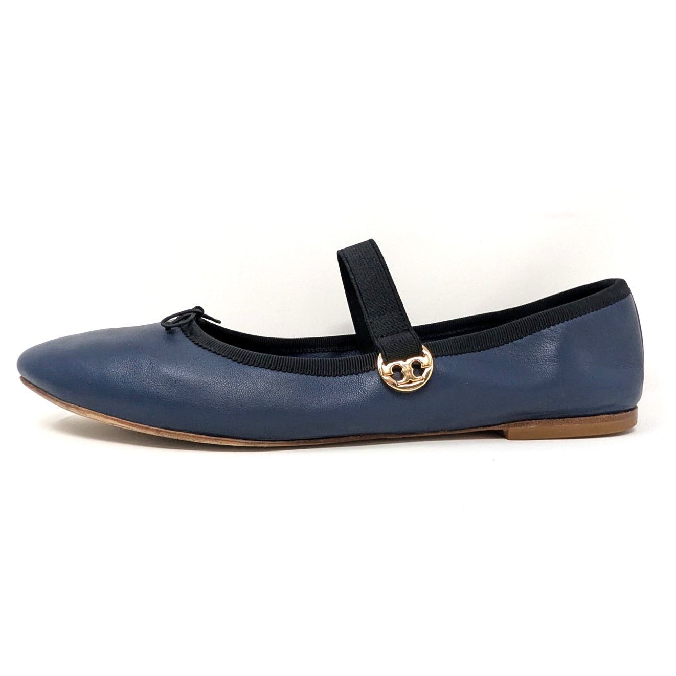 Tory Burch Tory Burch Blue Leather Mary Jane Flats Gold Logo 8.5 Size US 8.5 / IT 38.5 - 13 Thumbnail