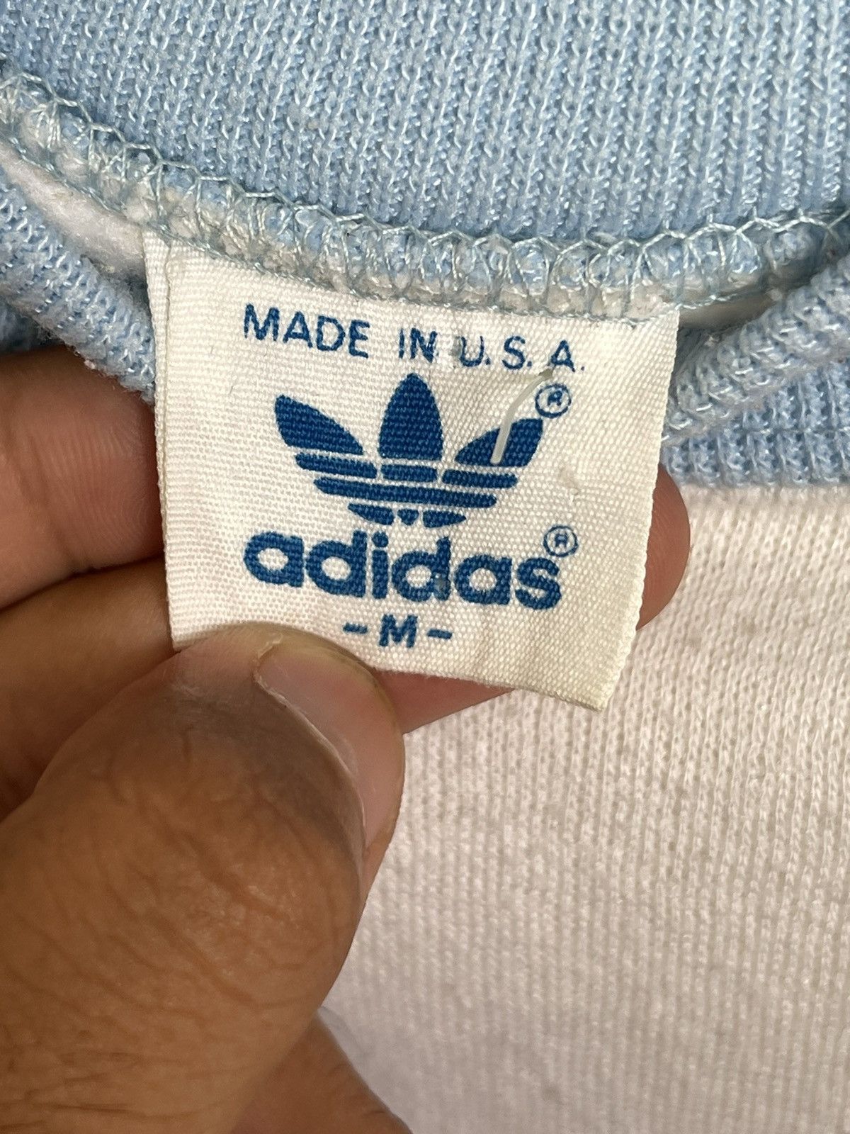 Adidas Vintage 80s Adidas Trefoil Baby Blue Sweatshirt Size M / US 6-8 / IT 42-44 - 4 Thumbnail