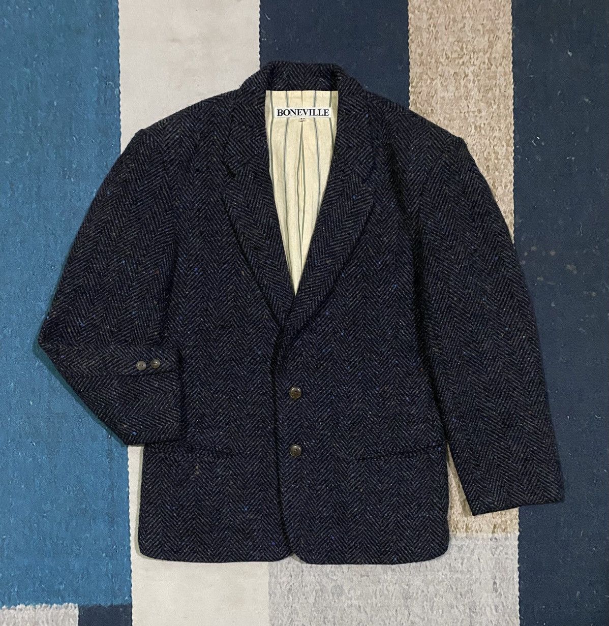 Boneville Vintage 80s Boneville Neppy Herringbone Tweed Jacket Size US M / EU 48-50 / 2 - 1 Thumbnail