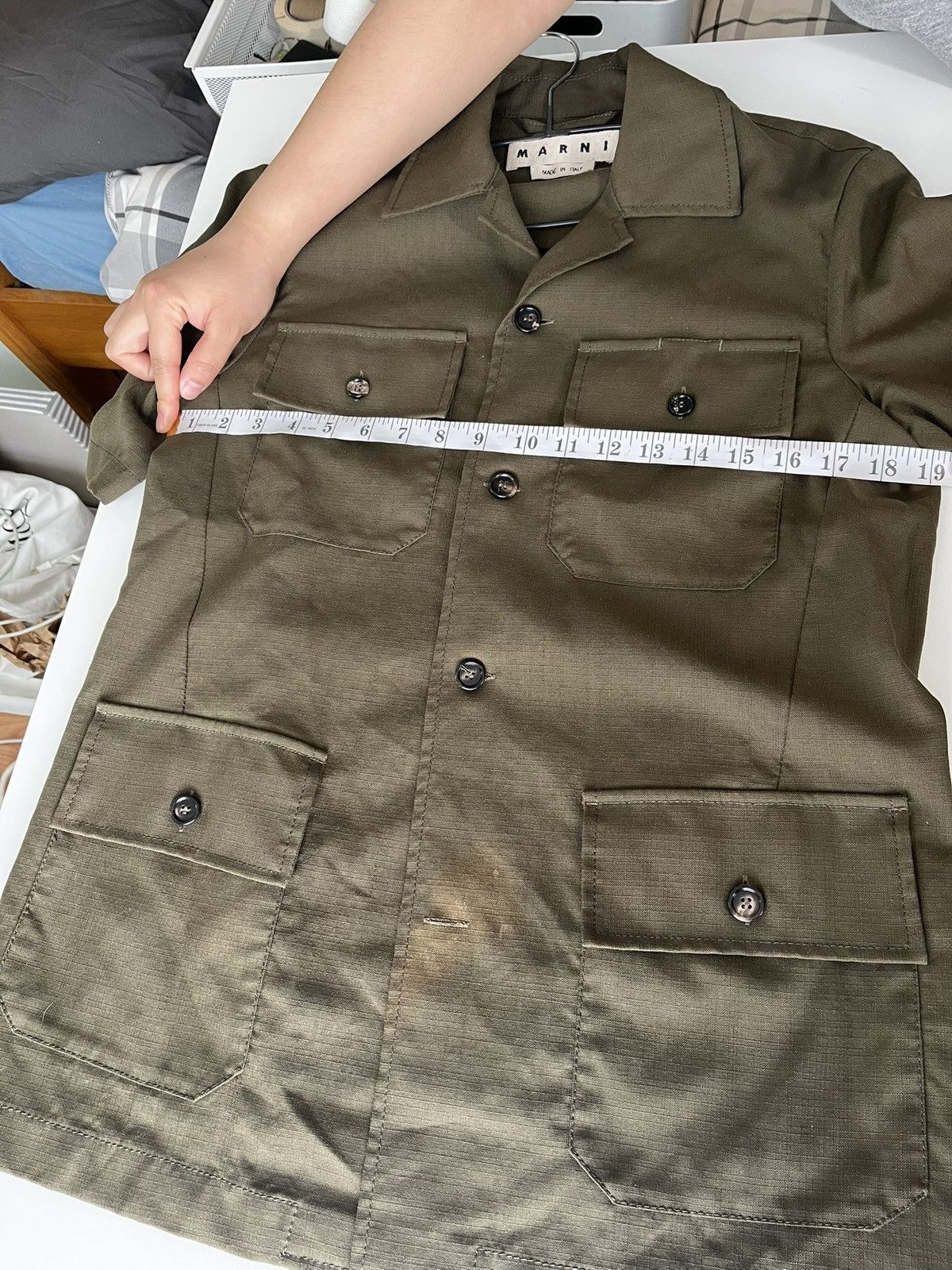 Marni Marni Olive Virgin Wool Ripstop Utility Shirt 48 Italy Size US S / EU 44-46 / 1 - 12 Thumbnail