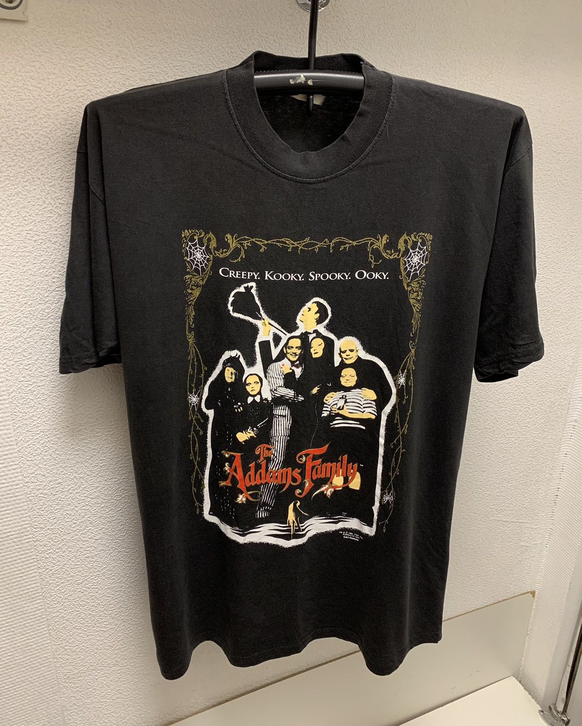 image of Movie x Vintage The Adams Family 1991 Vintage T-Shirt 2Xl Creepy Kooky in Black, Men's