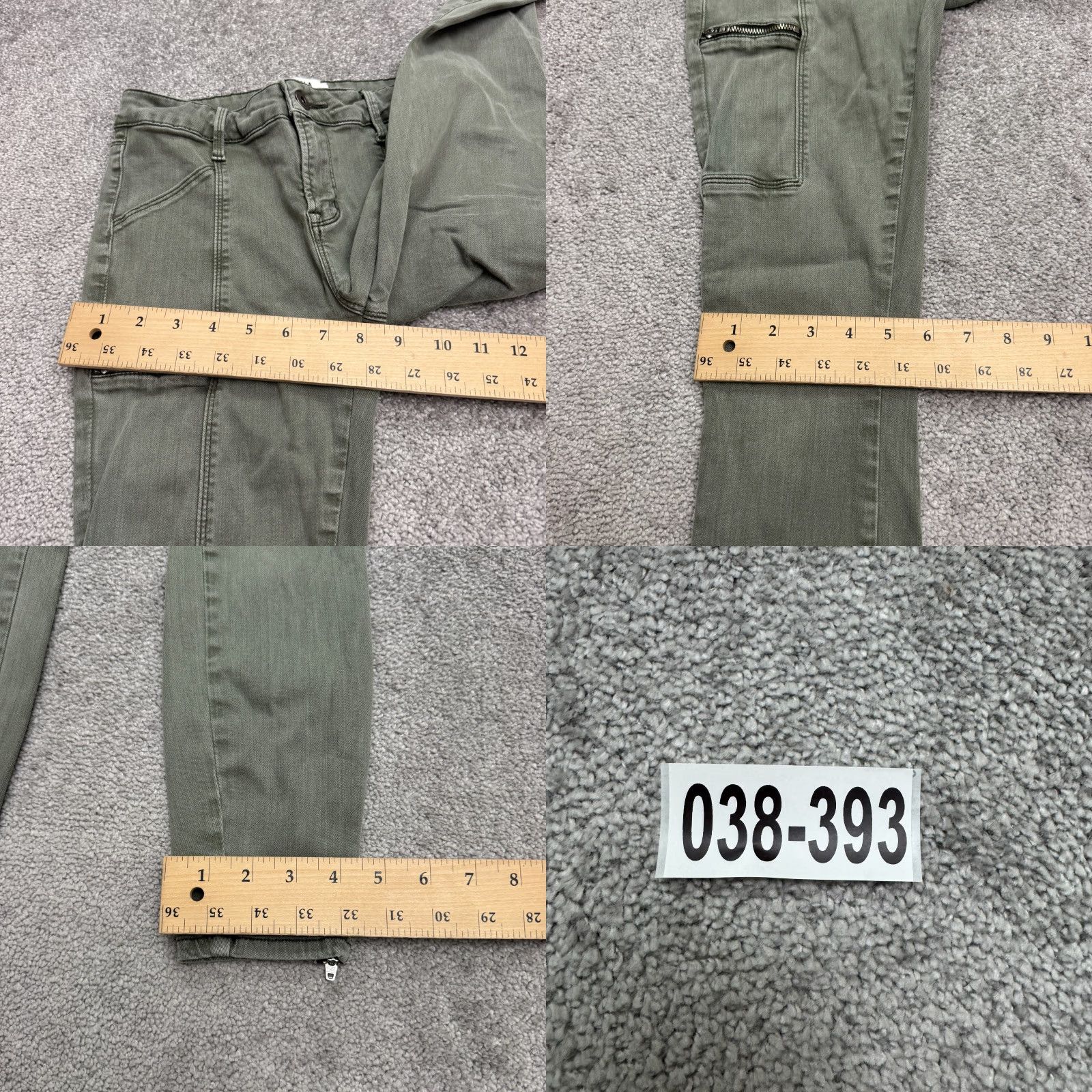 Pistola Pistola Moto Skinny Denim Jeans Womens 26 Olive Green Ankle Zip Pocket 25x25 Size 26" / US 2 / IT 38 - 9 Thumbnail