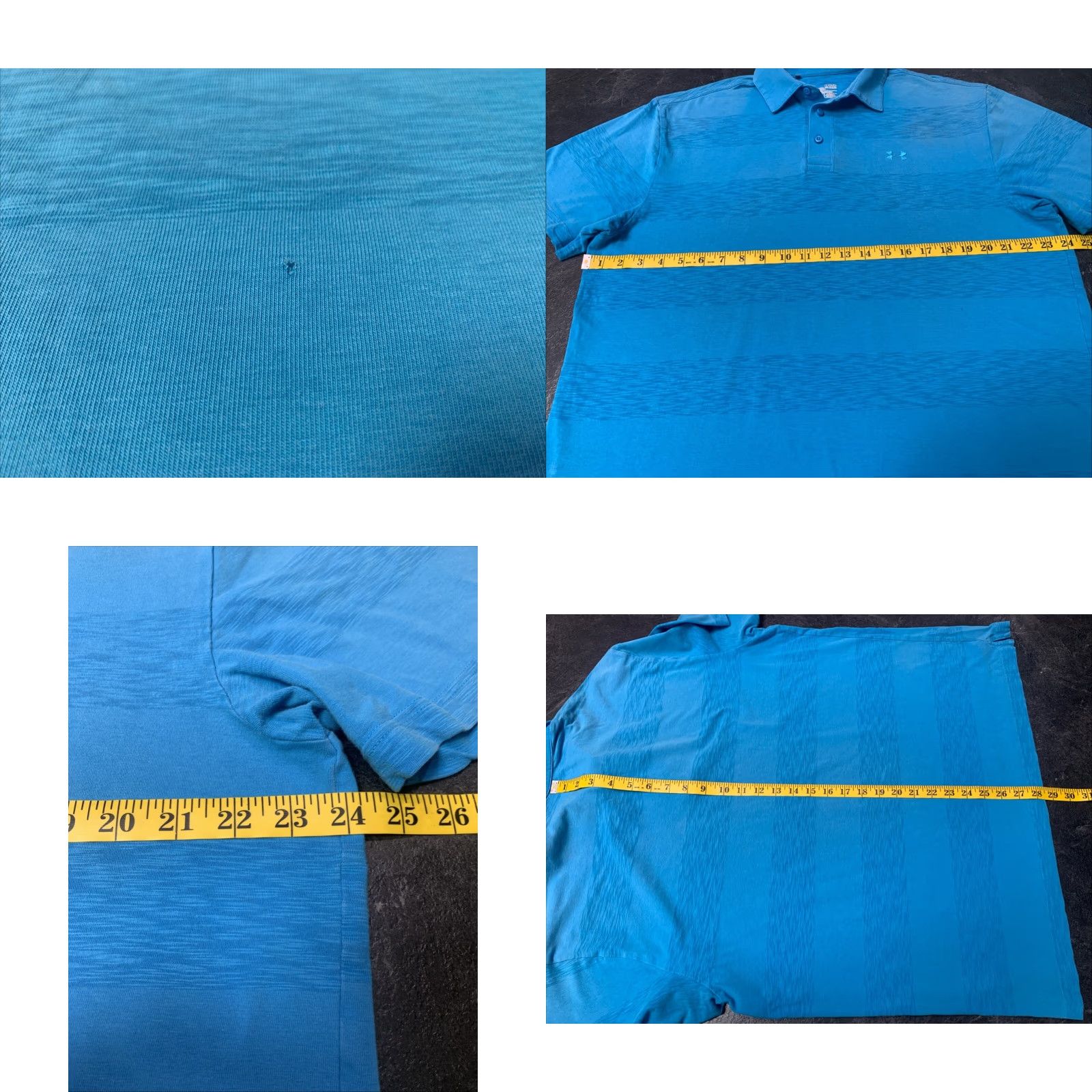 Under Armour VINTAGE Under Armour Polo Shirt Men's XL Short Sleeve Blue Striped Cotton Blend HeatGear Golf Casual Size US XL / EU 56 / 4 - 8 Thumbnail
