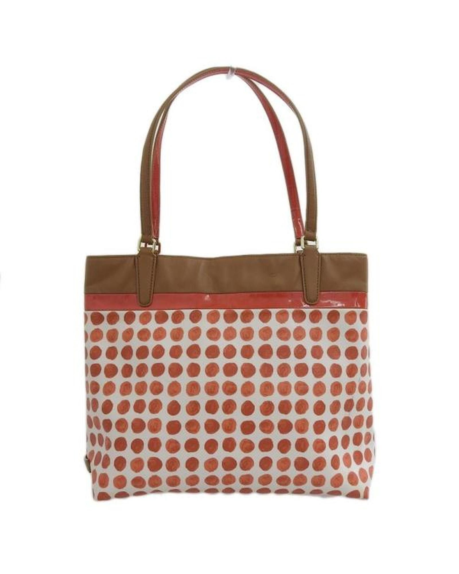 image of Coach Orange Polka Dot Tote Bag, Women's