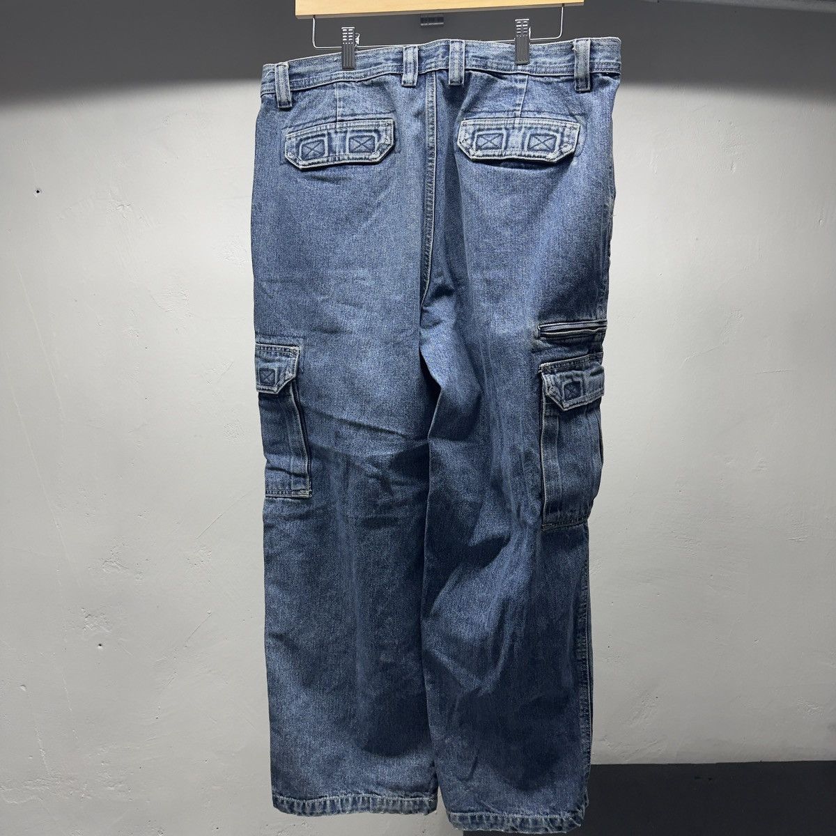 Vintage 90s Y2K Baggy Wide Leg Denim Cargo Jeans Skater Jnco Grunge Size US 36 / EU 52 - 2 Thumbnail