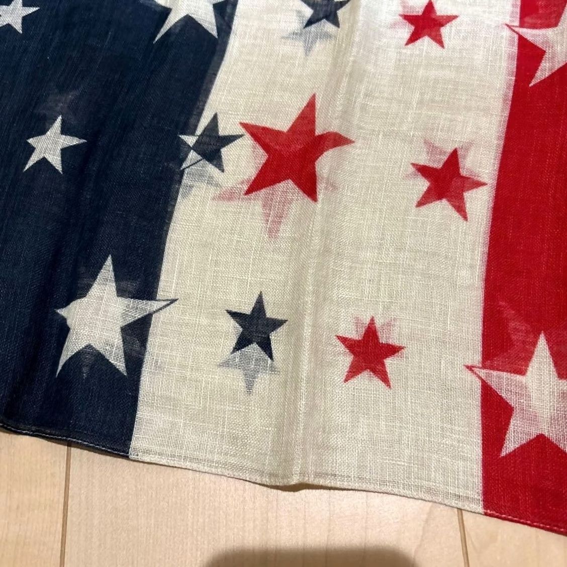 Ralph Lauren RRL Ralph Lauren STAR STRIPE FLAG SCARF Organic Cotton Blue White Red New Scarf Unisex One Size Cotton Holiday 136cm 53cm Size ONE SIZE - 3 Thumbnail