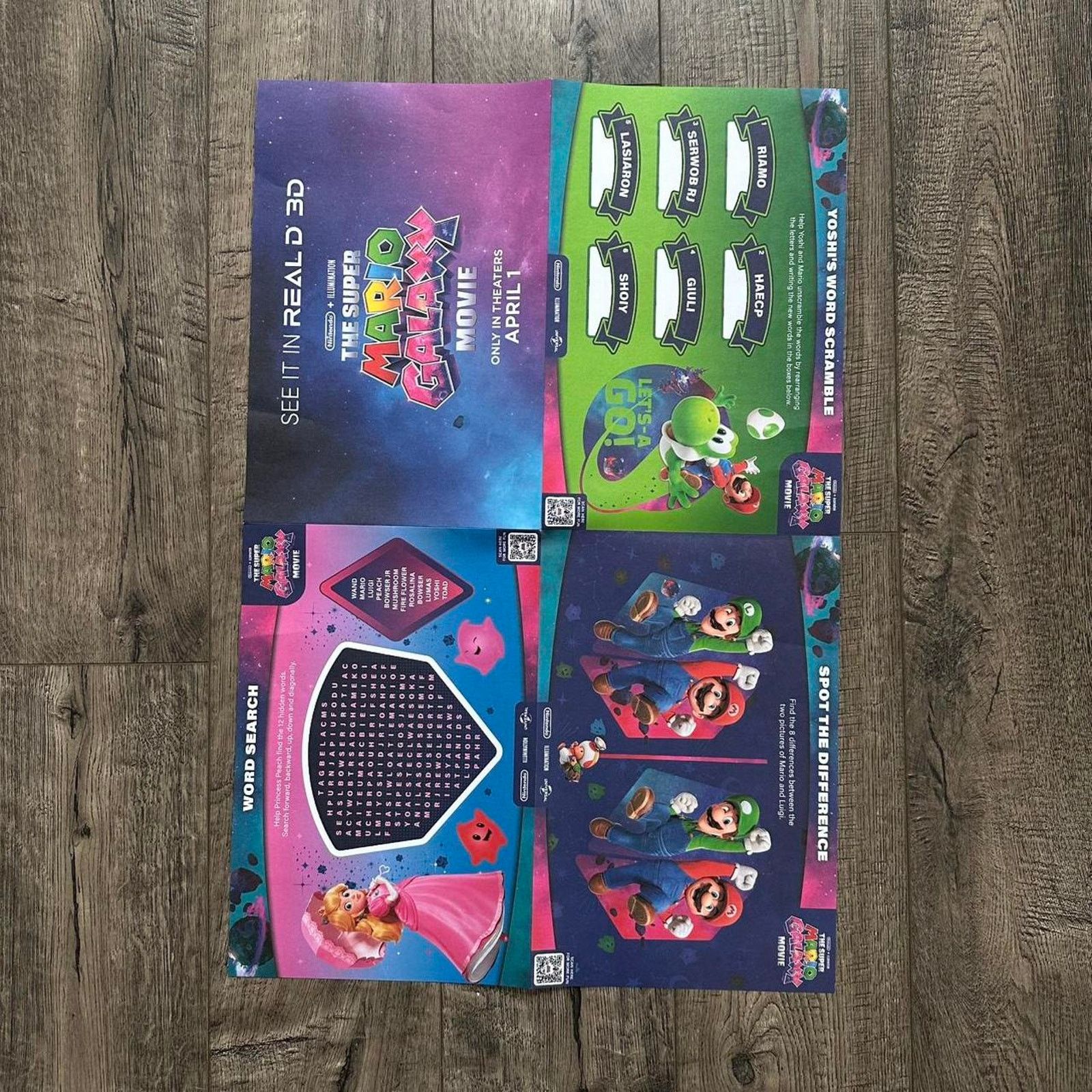 Nintendo Super Mario Galaxy Movie Promo Poster Collectible Activity Size ONE SIZE - 3 Thumbnail