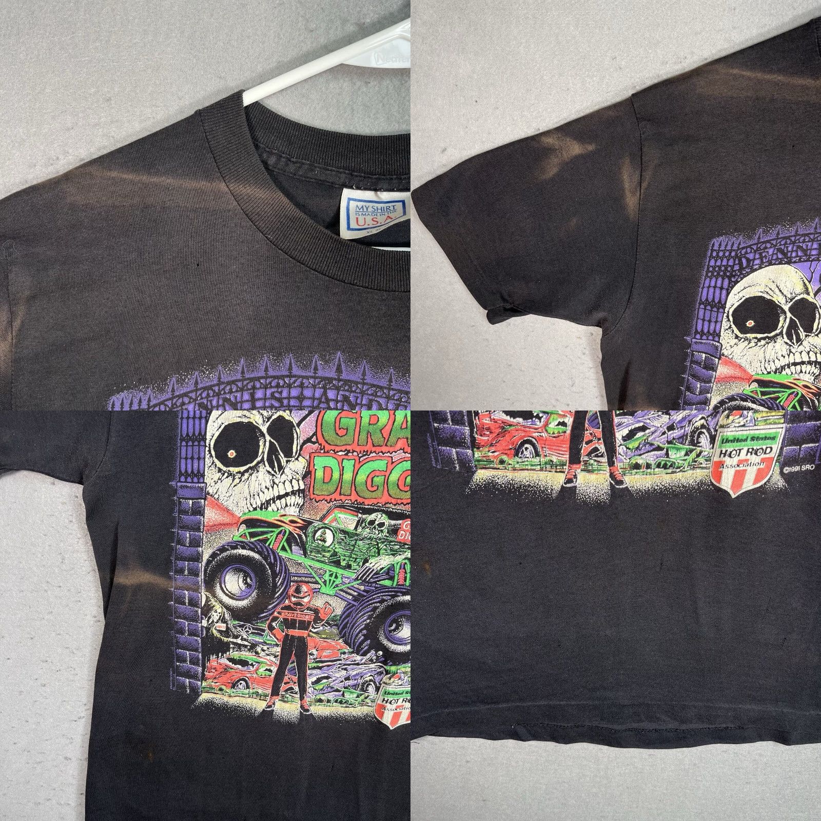 Vintage VINTAGE 90s Grave Digger Monster Truck Racing Graphic Tee Adult XL Black Mens Size US XL / EU 56 / 4 - 8 Thumbnail