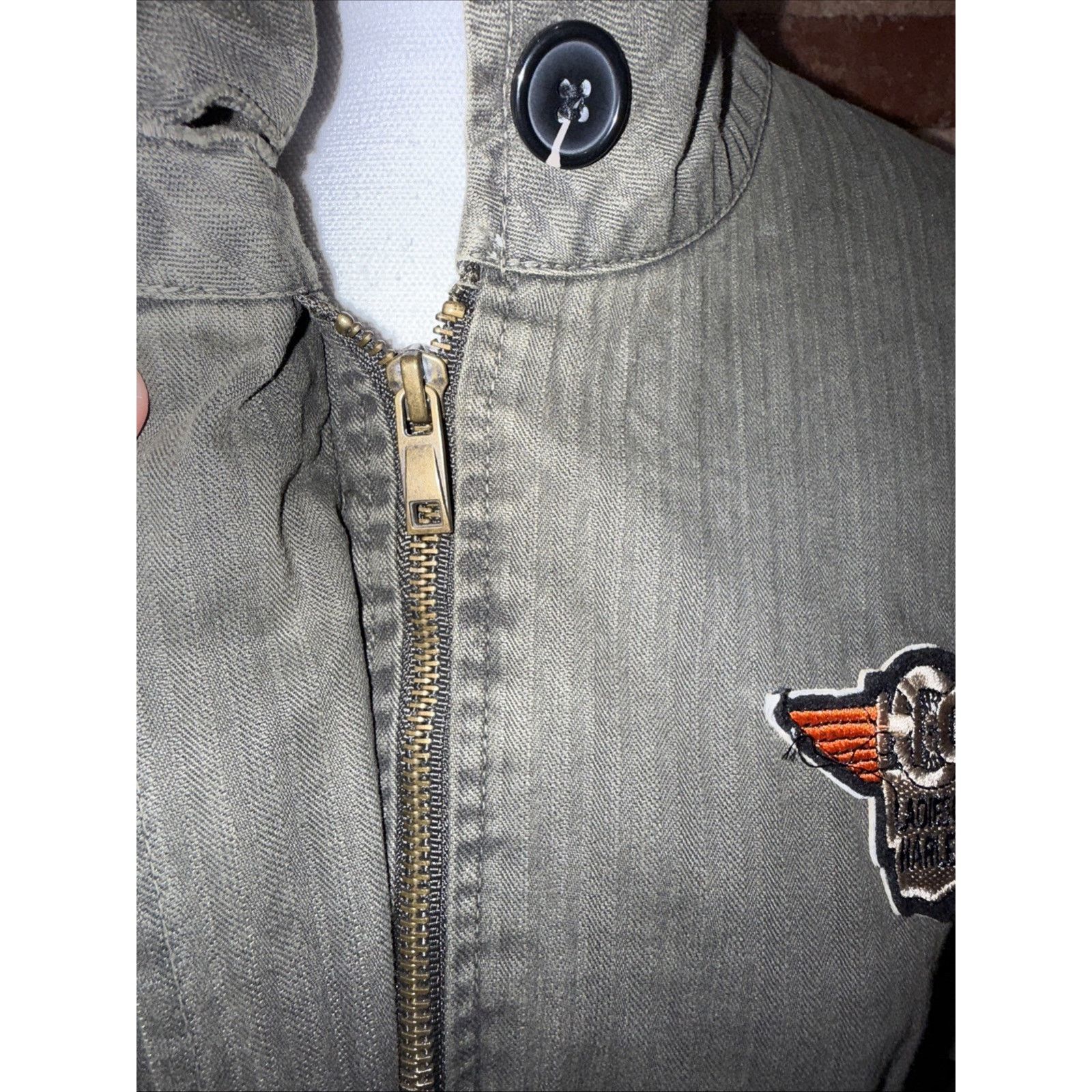 Basic Editions Green Military 100% Cotton Parka Ladies Of Harley Patch OSFA Size ONE SIZE - 4 Thumbnail